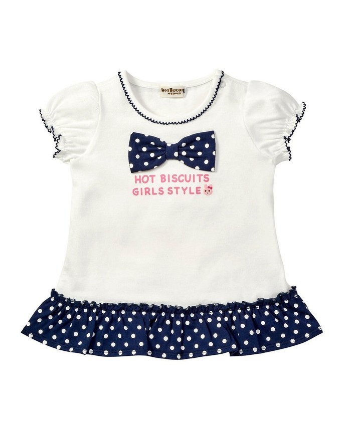 【ミキハウスホットビスケッツ/MIKI HOUSE HOT BISCUITS / KIDS】の【80-120cm】すそフリル 半袖Tシャツ インテリア・キッズ・メンズ・レディースファッション・服の通販 founy(ファニー) https://founy.com/ ファッション Fashion キッズファッション Fashion for Kids トップス・カットソー Cut & Sew Tops カットソー Cut and Sewn Top スリーブ Sleeve, Long Sleeve / Short Sleeve フリル Frill, Ruffle リボン Ribbon, Bow 半袖 Short Sleeve, Half Sleeve 夏 Summer 春 Spring S/S・春夏 SS, Spring/Summer, Warm Season |ID: prp329100004867027 ipo3291000000036254578