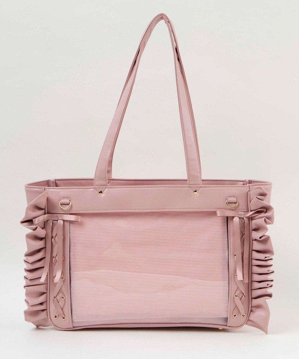 【ウィゴー/WEGO】の【痛バ&推し活グッズ】きらめきレースアップフリル痛バッグ インテリア・キッズ・メンズ・レディースファッション・服の通販 founy(ファニー) 　ファッション　Fashion　レディースファッション　Fashion for Women　バッグ　Bags　キーホルダー　Keychain, Key Holder　軽量　Lightweight, Ultra Light　サテン　Satin, Glossy Fabric　スマホ　Smartphone, Mobile Device　ダブル　Double, Double-Breasted　チャーム　Charm, Pendant　パール　Pearl, Pearl Accent　フリル　Frill, Ruffle　ポケット　Pocket, Pocket Detail　メッシュ　Mesh, Net Fabric　リボン　Ribbon, Bow　A/W・秋冬　Autumn/Winter　2024年　2024　スーツケース キャリーケース　Suitcase / Carry Case　2024-2025秋冬・A/W　Autumn/Winter 2024–25 AW24–25　ピンク|ID: prp329100004867031 ipo3291000000036254593