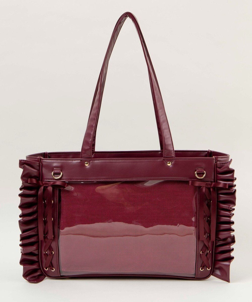 【ウィゴー/WEGO】の【痛バ&推し活グッズ】きらめきレースアップフリル痛バッグ インテリア・キッズ・メンズ・レディースファッション・服の通販 founy(ファニー) 　ファッション　Fashion　レディースファッション　Fashion for Women　バッグ　Bags　キーホルダー　Keychain, Key Holder　軽量　Lightweight, Ultra Light　サテン　Satin, Glossy Fabric　スマホ　Smartphone, Mobile Device　ダブル　Double, Double-Breasted　チャーム　Charm, Pendant　パール　Pearl, Pearl Accent　フリル　Frill, Ruffle　ポケット　Pocket, Pocket Detail　メッシュ　Mesh, Net Fabric　リボン　Ribbon, Bow　A/W・秋冬　Autumn/Winter　2024年　2024　スーツケース キャリーケース　Suitcase / Carry Case　2024-2025秋冬・A/W　Autumn/Winter 2024–25 AW24–25　ワイン|ID: prp329100004867031 ipo3291000000036254594