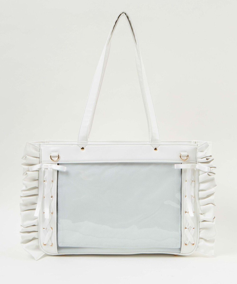 【ウィゴー/WEGO】の【痛バ&推し活グッズ】きらめきレースアップフリル痛バッグ インテリア・キッズ・メンズ・レディースファッション・服の通販 founy(ファニー) 　ファッション　Fashion　レディースファッション　Fashion for Women　バッグ　Bags　キーホルダー　Keychain, Key Holder　軽量　Lightweight, Ultra Light　サテン　Satin, Glossy Fabric　スマホ　Smartphone, Mobile Device　ダブル　Double, Double-Breasted　チャーム　Charm, Pendant　パール　Pearl, Pearl Accent　フリル　Frill, Ruffle　ポケット　Pocket, Pocket Detail　メッシュ　Mesh, Net Fabric　リボン　Ribbon, Bow　A/W・秋冬　Autumn/Winter　2024年　2024　スーツケース キャリーケース　Suitcase / Carry Case　2024-2025秋冬・A/W　Autumn/Winter 2024–25 AW24–25　ホワイト|ID: prp329100004867031 ipo3291000000036254597