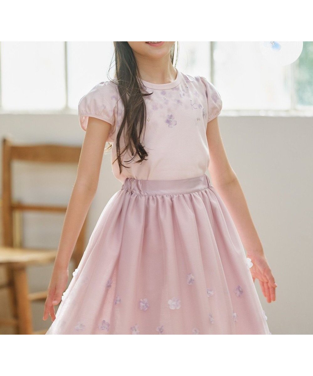 【組曲 / KIDS/KUMIKYOKU】の【110-140㎝】ミスティフラワー Tシャツ 人気、トレンドファッション・服の通販 founy(ファニー) 　ファッション　Fashion　キッズファッション　Fashion for Kids　トップス・カットソー　Cut & Sew Tops　カットソー　Cut and Sewn Top　ガーリー　Girly, Feminine Style　ストーン　Stone, Gem-Like　スリーブ　Sleeve, Long Sleeve / Short Sleeve　フィット　Fit, Slim Fit　プリント　Print, Printed Pattern　モチーフ　Motif, Design Theme　エレガント 上品　Elegant　A/W・秋冬　Autumn/Winter　 other-1|ID: prp329100004867033 ipo3291000000036254605