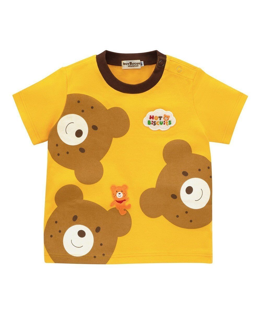 【ミキハウスホットビスケッツ/MIKI HOUSE HOT BISCUITS / KIDS】のひょっこりキャラクター 半袖Tシャツ インテリア・キッズ・メンズ・レディースファッション・服の通販 founy(ファニー) 　ファッション　Fashion　キッズファッション　Fashion for Kids　トップス・カットソー　Cut & Sew Tops　カットソー　Cut and Sewn Top　キャラクター　Character, Licensed Characters　プリント　Print, Printed Pattern　半袖　Short Sleeve, Half Sleeve　夏　Summer　春　Spring　S/S・春夏　SS, Spring/Summer, Warm Season　黄|ID: prp329100004867040 ipo3291000000036254629