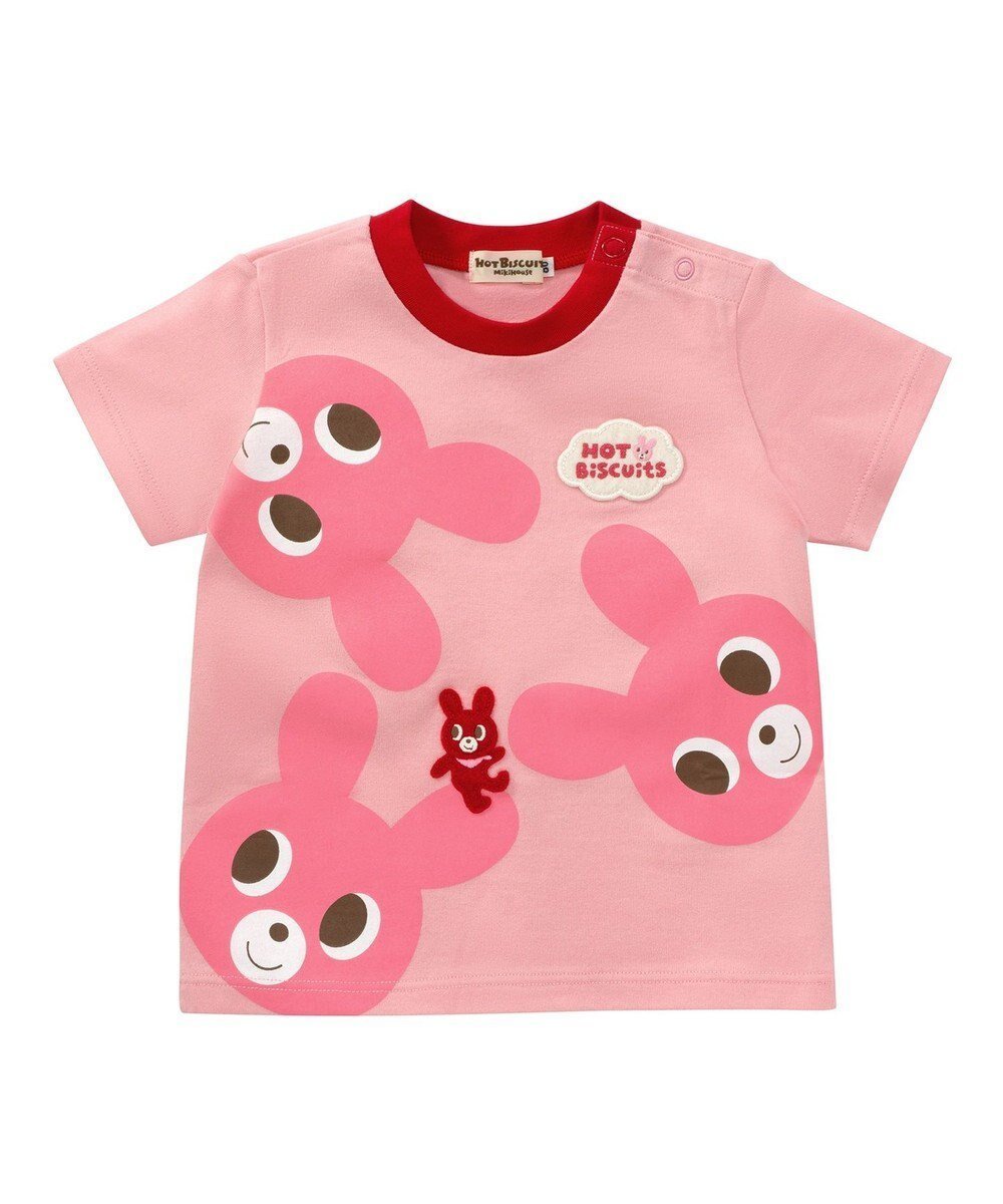 【ミキハウスホットビスケッツ/MIKI HOUSE HOT BISCUITS / KIDS】のひょっこりキャラクター 半袖Tシャツ インテリア・キッズ・メンズ・レディースファッション・服の通販 founy(ファニー) 　ファッション　Fashion　キッズファッション　Fashion for Kids　トップス・カットソー　Cut & Sew Tops　カットソー　Cut and Sewn Top　キャラクター　Character, Licensed Characters　プリント　Print, Printed Pattern　半袖　Short Sleeve, Half Sleeve　夏　Summer　春　Spring　S/S・春夏　SS, Spring/Summer, Warm Season　ピンク|ID: prp329100004867040 ipo3291000000036254630