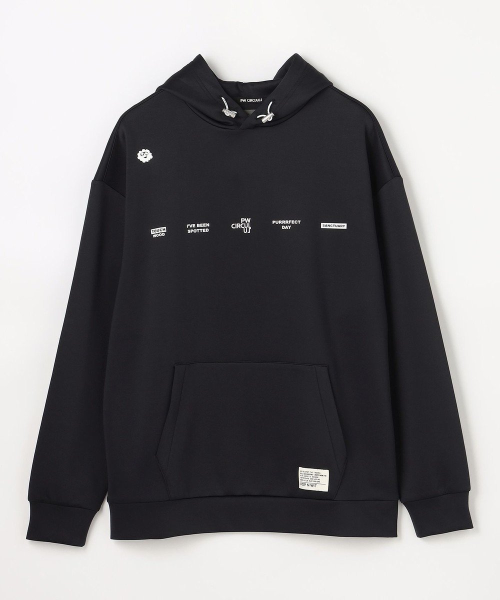 【ピーダブリュサーキュラス/PW CIRCULUS / MEN】の【MEN】リラクシングジャージーフーディ ゴルフ インテリア・キッズ・メンズ・レディースファッション・服の通販 founy(ファニー) 　ファッション　Fashion　メンズファッション　Fashion for Men　トップス・カットソー　Cut & Sew Tops　春　Spring　グラフィック　Graphic, Graphic Design　コンパクト　Compact, Small Size　軽量　Lightweight, Ultra Light　シンプル　Simple, Minimal　スウェット / スエット　Sweatshirt, Sweatwear　ストレッチ　Stretch, Stretchy Fabric　とろみ　Fluid, Flowy Fabric　人気　Popular, Best Seller　フロント　Front, Front Design　プリント　Print, Printed Pattern　ラバー　Rubber, Rubber Sole　S/S・春夏　SS, Spring/Summer, Warm Season　夏　Summer　エレガント 上品　Elegant　ゴルフ　Golf　ブラック系|ID: prp329100004867078 ipo3291000000036254796