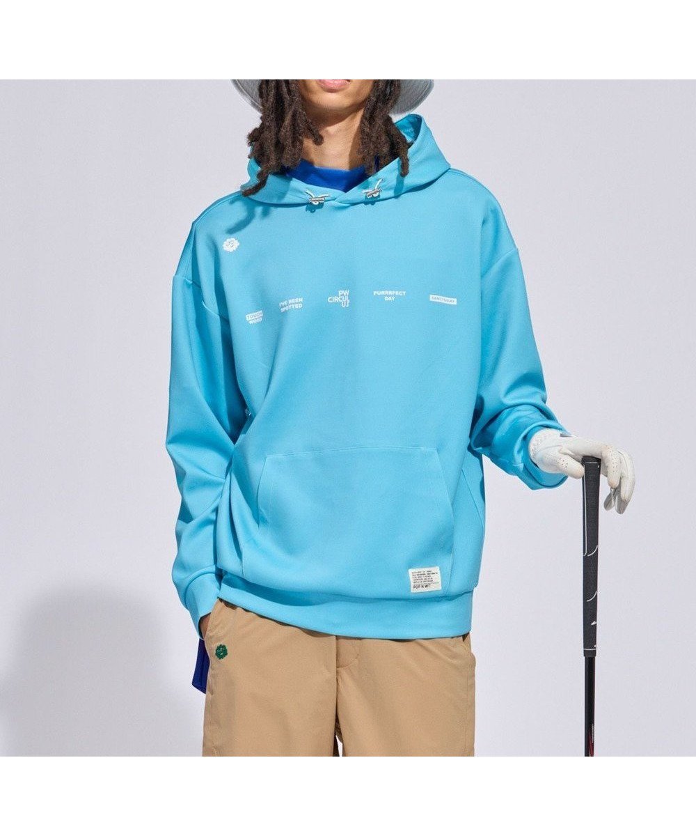 【ピーダブリュサーキュラス/PW CIRCULUS / MEN】の【MEN】リラクシングジャージーフーディ ゴルフ インテリア・キッズ・メンズ・レディースファッション・服の通販 founy(ファニー) 　ファッション　Fashion　メンズファッション　Fashion for Men　トップス・カットソー　Cut & Sew Tops　春　Spring　グラフィック　Graphic, Graphic Design　コンパクト　Compact, Small Size　軽量　Lightweight, Ultra Light　シンプル　Simple, Minimal　スウェット / スエット　Sweatshirt, Sweatwear　ストレッチ　Stretch, Stretchy Fabric　とろみ　Fluid, Flowy Fabric　人気　Popular, Best Seller　フロント　Front, Front Design　プリント　Print, Printed Pattern　ラバー　Rubber, Rubber Sole　S/S・春夏　SS, Spring/Summer, Warm Season　夏　Summer　エレガント 上品　Elegant　ゴルフ　Golf　スカイブルー系|ID: prp329100004867078 ipo3291000000036254797
