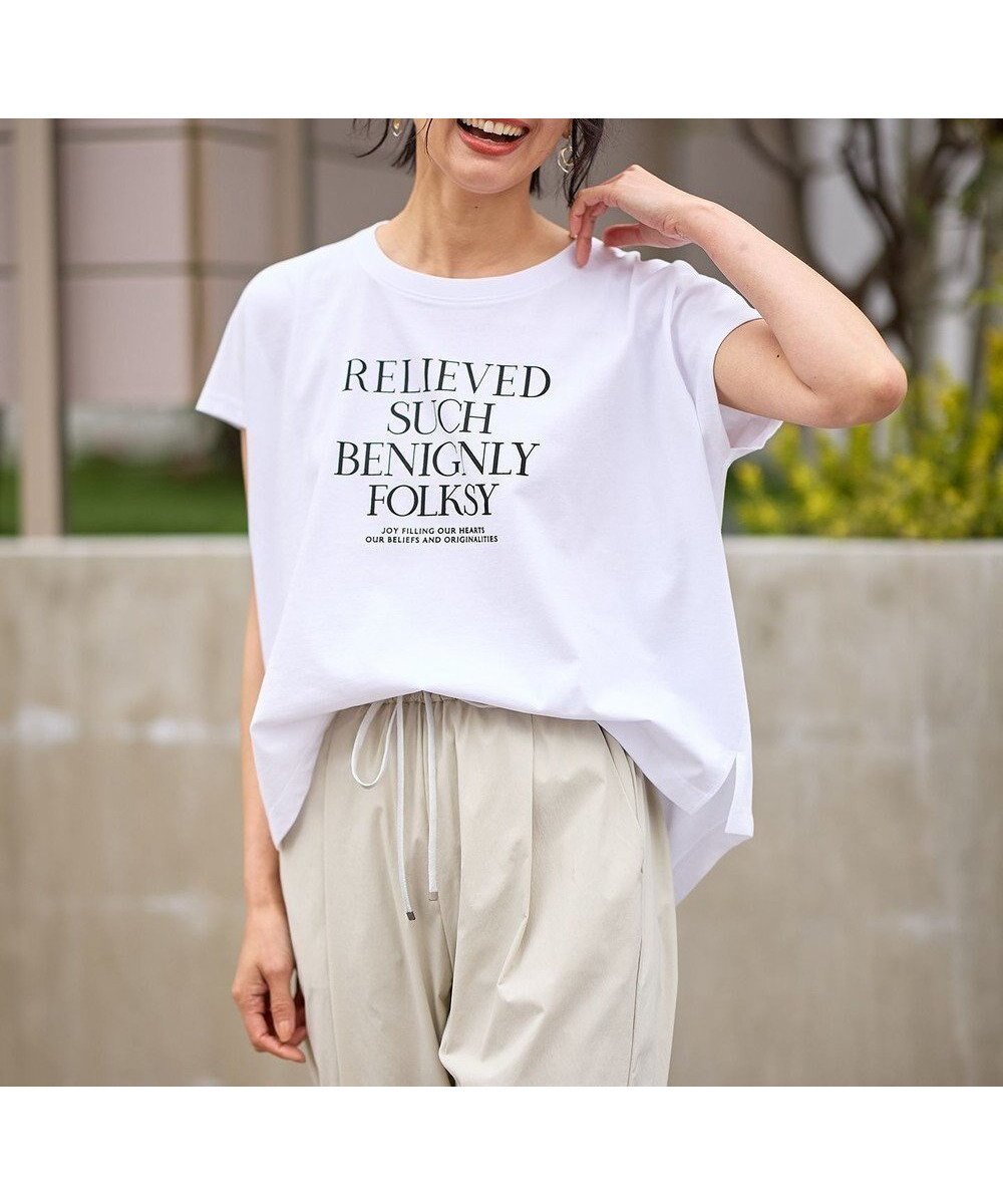 【エニー/ANY】のフレンチスリーブロゴTシャツ インテリア・キッズ・メンズ・レディースファッション・服の通販 founy(ファニー) 　ファッション　Fashion　レディースファッション　Fashion for Women　トップス・カットソー　Cut & Sew Tops　シャツ・ブラウス・オフィスカジュアル　Elegant Blouses & Button-Ups　ロングTシャツ・Tシャツ　Longline T-Shirts & Tees　カットソー・ベーシックTシャツ　Cut-and-Sewn Tops / Stretch Tees & Basics　インナー　Innerwear　春　Spring　カットソー　Cut and Sewn Top　ジャケット　Jacket, Outerwear　スリーブ　Sleeve, Long Sleeve / Short Sleeve　デニム　Denim, Jeans Material　バランス　Balance, Style Balance　フレンチ　French, French Style　ラウンド　Round, Round Neck　S/S・春夏　SS, Spring/Summer, Warm Season　夏　Summer　オフ|ID: prp329100004867092 ipo3291000000036255031