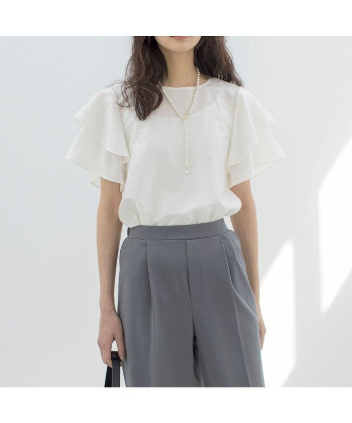 【組曲/KUMIKYOKU】のカールマイヤーフリル ブラウス インテリア・キッズ・メンズ・レディースファッション・服の通販 founy(ファニー) https://founy.com/ ファッション Fashion レディースファッション Fashion for Women トップス・カットソー Cut & Sew Tops シャツ・ブラウス・オフィスカジュアル Elegant Blouses & Button-Ups エレガント 上品 Elegant 春 Spring キュプラ Cupro, Eco Fabric ドレープ Drape, Draping Fabric フリル Frill, Ruffle ボトム Bottoms, Lower Wear リラックス Relax, Relaxed Fit S/S・春夏 SS, Spring/Summer, Warm Season 夏 Summer |ID: prp329100004867095 ipo3291000000036255093