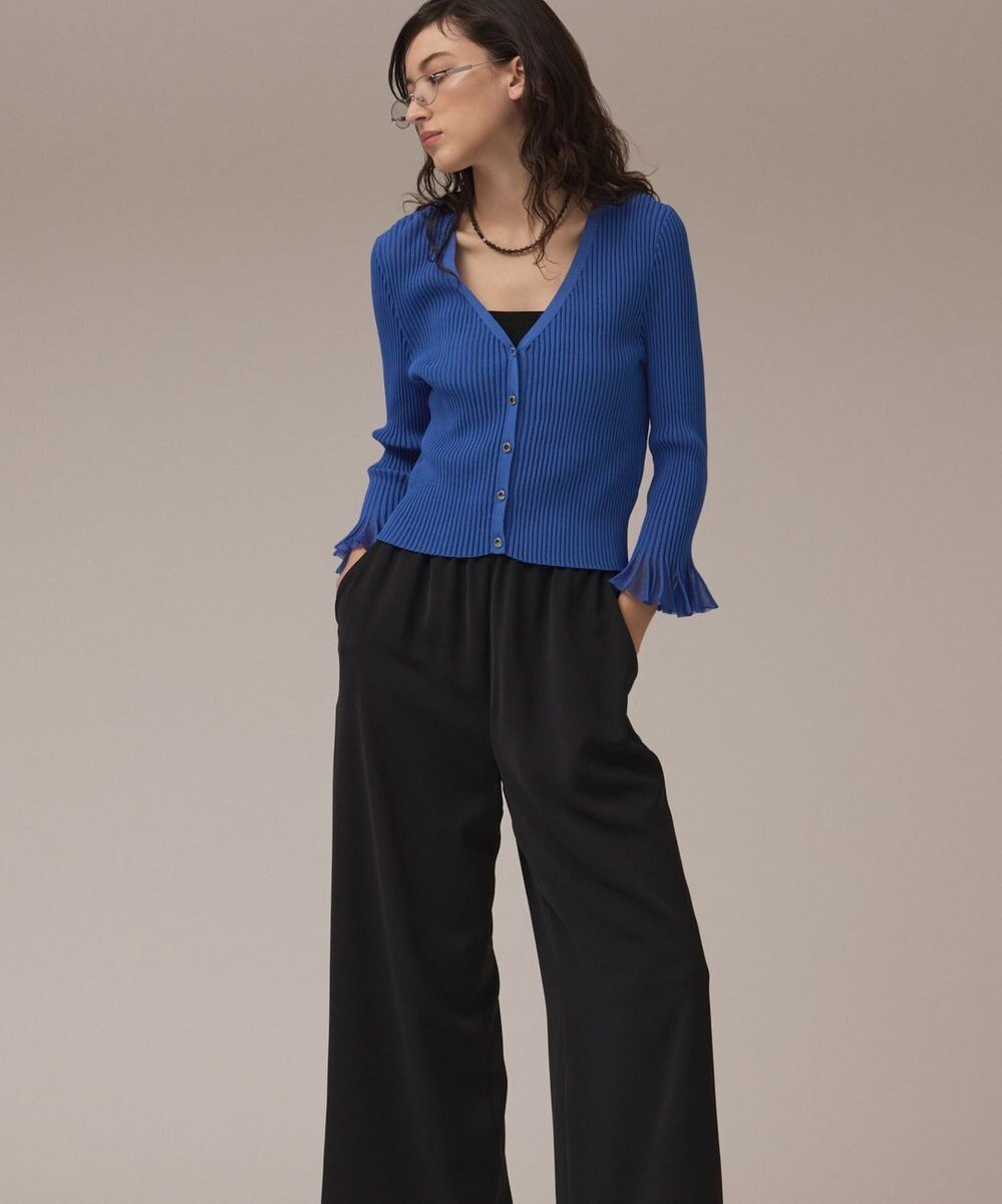 【グレース コンチネンタル/GRACE CONTINENTAL】のシアーフリルニットカーディガン インテリア・キッズ・メンズ・レディースファッション・服の通販 founy(ファニー) 　ファッション　Fashion　レディースファッション　Fashion for Women　トップス・カットソー　Cut & Sew Tops　ニット　Knit Tops & Sweaters　カーディガン・羽織り　Layered Style Cardigans　アンサンブル　Ensemble Set　春　Spring　カーディガン　Cardigan, Knitwear　シアー　Sheer, See-Through　トレンド　Trend, Trending Now　フェミニン　Feminine, Girly　フリル　Frill, Ruffle　S/S・春夏　SS, Spring/Summer, Warm Season　おすすめ　Recommended / Our Picks　夏　Summer　ブルー|ID: prp329100004867099 ipo3291000000036255171