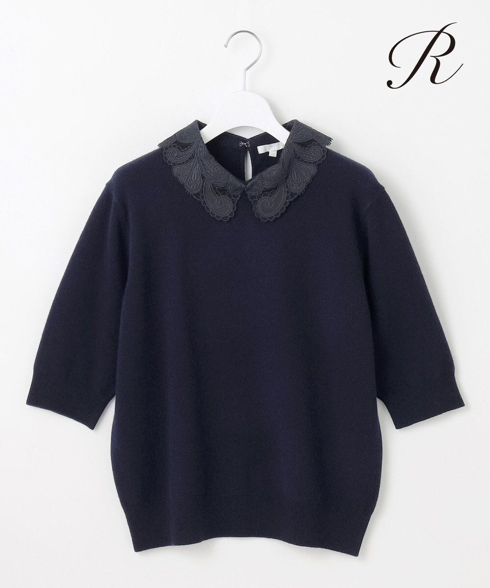 【23区/NIJYUSANKU】の【R(アール)】マイクロンメリノウール レース襟 ニット 人気、トレンドファッション・服の通販 founy(ファニー) 　ファッション　Fashion　レディースファッション　Fashion for Women　トップス・カットソー　Cut & Sew Tops　ニット　Knit Tops & Sweaters　セーター　Sweater, Knitwear　タフタ　Taffeta, Structured Fabric　チュール　Tulip, Tulip Motif　なめらか　Smooth, Silky Texture　人気　Popular, Best Seller　バランス　Balance, Style Balance　バロック　Baroque, Baroque Design　半袖　Short Sleeve, Half Sleeve　レース　Lace, Lace Fabric　A/W・秋冬　Autumn/Winter　冬　Winter / This Winter　2025年　2025　2025-2026秋冬・A/W　Autumn/Winter 2025–26 AW25–26　 other-1|ID: prp329100004867104 ipo3291000000036255205