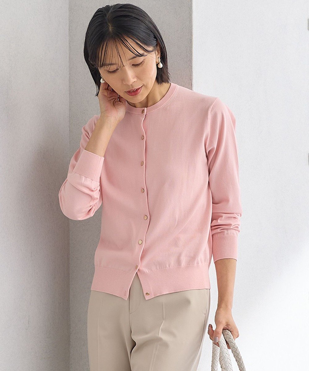 【23区/NIJYUSANKU】の【Oggi4月号掲載/洗える】プレミアムビオコットン カーディガン インテリア・キッズ・メンズ・レディースファッション・服の通販 founy(ファニー) 　雑誌掲載アイテム　Magazine Picks & Fashion Features　ファッション雑誌　Fashion Magazines　オッジ　Oggi　ファッション　Fashion　レディースファッション　Fashion for Women　トップス・カットソー　Cut & Sew Tops　カーディガン・羽織り　Layered Style Cardigans　イタリア　Italy　エレガント 上品　Elegant　オーガニック　Organic Cotton　春　Spring　洗える　Machine Washable　カーディガン　Cardigan, Knitwear　クラシカル　Classical, Vintage-Inspired　4月号　April Issue　シンプル　Simple, Minimal　雑誌　Magazine, Fashion Magazine　ビッグ　Big, Oversized　ベーシック　Basic, Essential　ボーダー　Border, Stripe　半袖　Short Sleeve, Half Sleeve　S/S・春夏　SS, Spring/Summer, Warm Season　夏　Summer　2024年　2024　2024春夏・S/S　Spring/Summer 2024 SS24　ピンク系|ID: prp329100004867118 ipo3291000000036255307