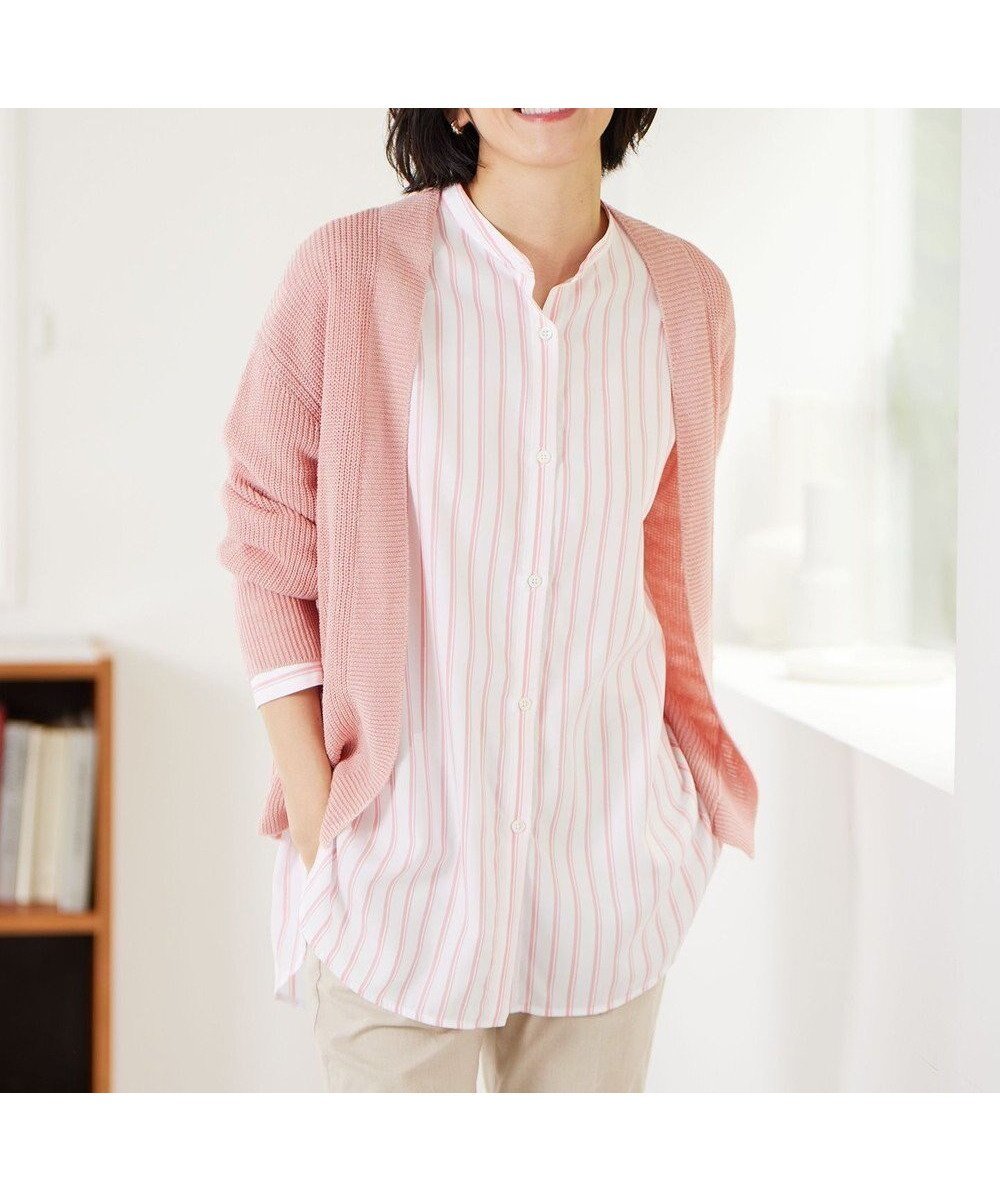 【自由区/JIYU-KU】の【WEB限定カラーあり・洗える】リネンミドルゲージニット カーディガン インテリア・キッズ・メンズ・レディースファッション・服の通販 founy(ファニー) 　ファッション　Fashion　レディースファッション　Fashion for Women　トップス・カットソー　Cut & Sew Tops　ニット　Knit Tops & Sweaters　カーディガン・羽織り　Layered Style Cardigans　カットソー　Cut and Sewn Top　カーディガン　Cardigan, Knitwear　シンプル　Simple, Minimal　トレンド　Trend, Trending Now　フランス　France, French　フレア　Flare, Flared　フレンチ　French, French Style　ベーシック　Basic, Essential　リネン　Linen, Linen Fabric　ワイド　Wide, Wide Fit　冬　Winter / This Winter　夏　Summer　春　Spring　S/S・春夏　SS, Spring/Summer, Warm Season　洗える　Machine Washable　ライトピンク|ID: prp329100004867144 ipo3291000000036255446