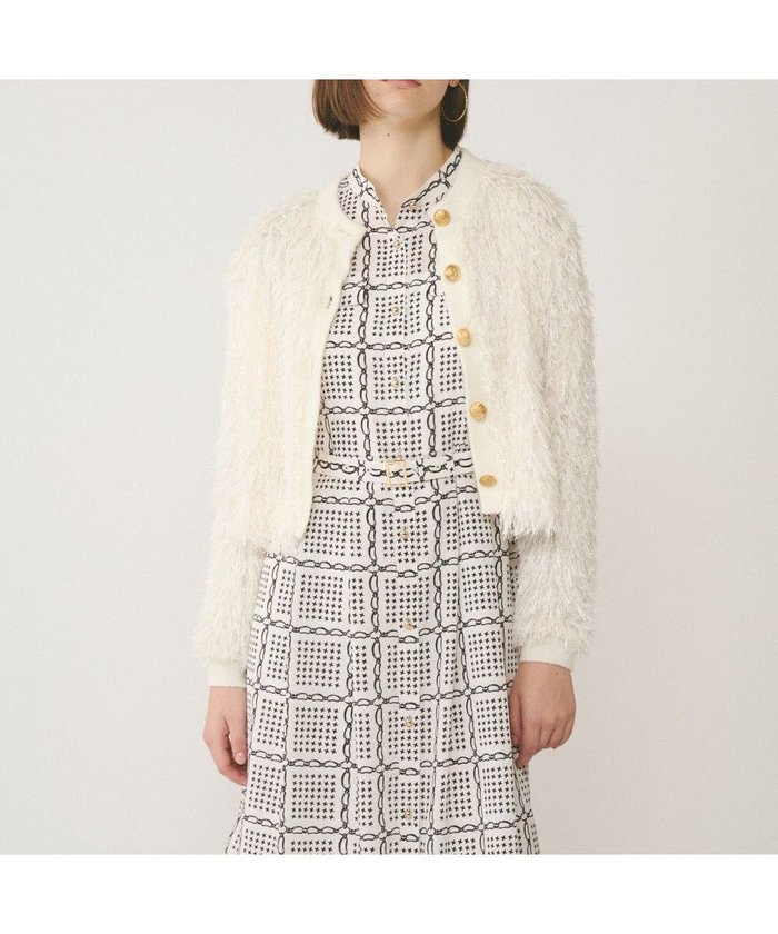 【グレース コンチネンタル/GRACE CONTINENTAL】のフリンジニットカーディガン インテリア・キッズ・メンズ・レディースファッション・服の通販 founy(ファニー) https://founy.com/ ファッション Fashion レディースファッション Fashion for Women トップス・カットソー Cut & Sew Tops ニット Knit Tops & Sweaters カーディガン・羽織り Layered Style Cardigans カーディガン Cardigan, Knitwear ショート Short, Short Length デニム Denim, Jeans Material トレンド Trend, Trending Now バランス Balance, Style Balance フリンジ Fringe, Tassel フロント Front, Front Design メタル Metal, Metal Parts 夏 Summer S/S・春夏 SS, Spring/Summer, Warm Season A/W・秋冬 Autumn/Winter |ID: prp329100004867146 ipo3291000000036255454