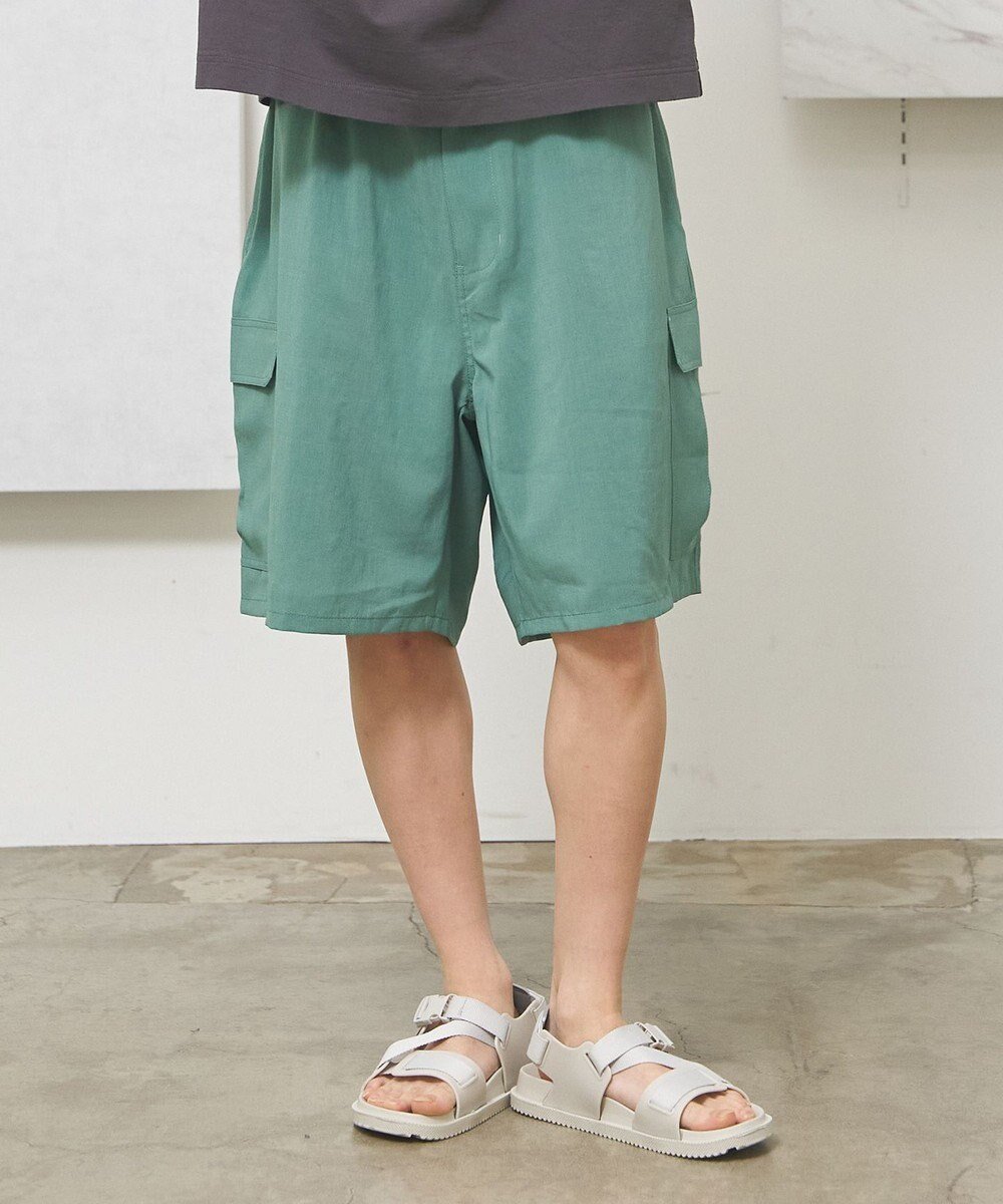 【ジェイプレスヨークストリート/J.PRESS YORK STREET】の【UNISEX】リネンライクイージーカーゴ ハーフパンツ インテリア・キッズ・メンズ・レディースファッション・服の通販 founy(ファニー) 　ファッション　Fashion　レディースファッション　Fashion for Women　パンツ　Pants & Trousers　ショートパンツ・ハーフパンツ　High-Waisted & Relaxed Shorts　ユニセックス　Unisex, Genderless　スピンドル　Spindle, Drawcord　ハーフ　Half, Half-Length　ワイド　Wide, Wide Fit　夏　Summer　春　Spring　S/S・春夏　SS, Spring/Summer, Warm Season　ライトグリーン系|ID: prp329100004867154 ipo3291000000036255609