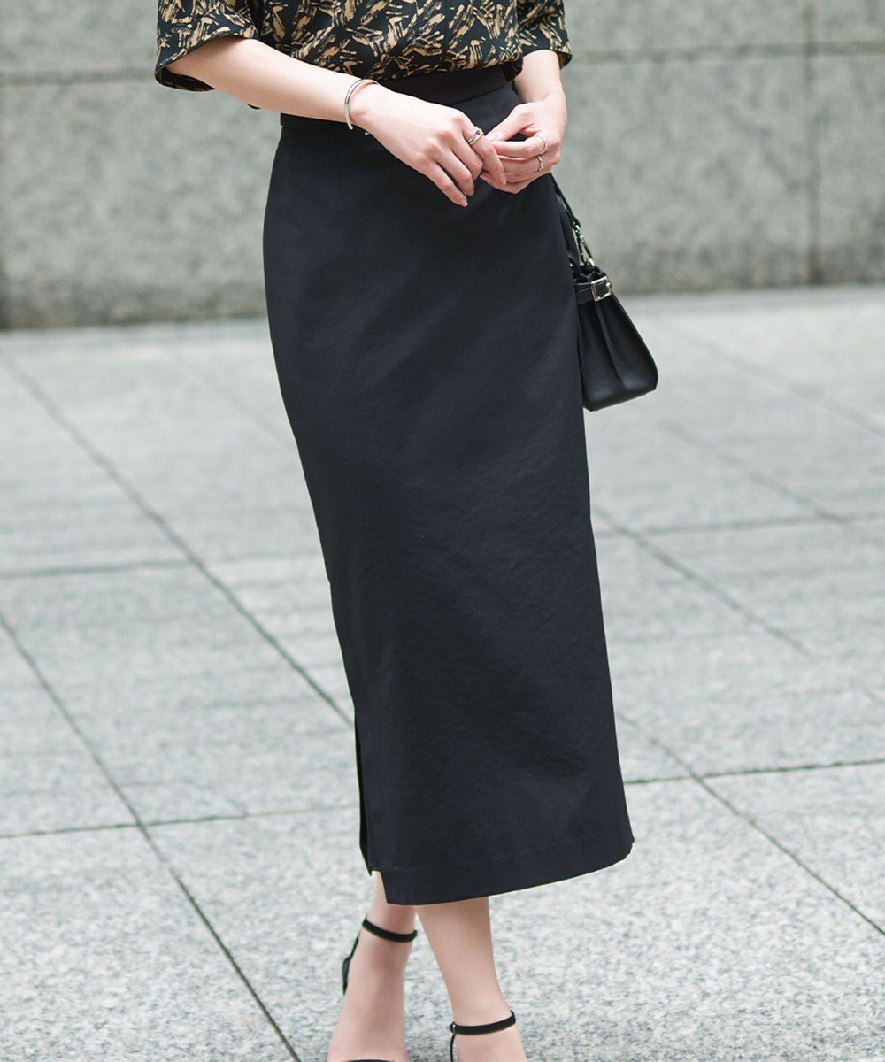 【アイシービー/iCB】の【洗える】シェルタリングドライサテン タイトスカート 人気、トレンドファッション・服の通販 founy(ファニー) 　ファッション　Fashion　レディースファッション　Fashion for Women　スカート　Skirts　2025年　2025　2025春夏・S/S　Spring/Summer 2025 SS25　サテン　Satin, Glossy Fabric　スリット　Slit, Slit Detail　タイトスカート　Pencil Skirt, Tight Skirt　リネン　Linen, Linen Fabric　エレガント 上品　Elegant　夏　Summer　春　Spring　S/S・春夏　SS, Spring/Summer, Warm Season　洗える　Machine Washable　 other-1|ID: prp329100004867162 ipo3291000000036255714