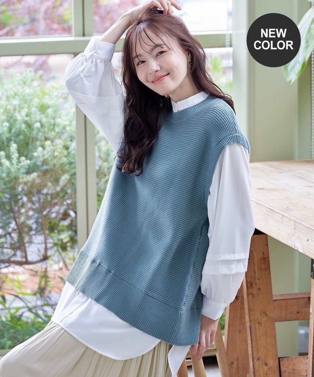 【ティアクラッセ/Tiaclasse】の【新色追加・2way・洗える】シャツドッキングニットベスト インテリア・キッズ・メンズ・レディースファッション・服の通販 founy(ファニー) ファッション Fashion レディースファッション Fashion for Women アウター Coat / Outerwear Collection トップス・カットソー Cut & Sew Tops ニット Knit Tops & Sweaters シャツ・ブラウス・オフィスカジュアル Elegant Blouses & Button-Ups ベスト&ジレ / 重ね着スタイル Vests & Gilets アクセサリー Fashion Accessories ウォッシャブル Machine Washable 春 Spring 洗える Machine Washable 秋 Autumn カーディガン Cardigan, Knitwear チュニック Tunic, Long Top バルーン Balloon, Balloon Silhouette ベスト Vest, Waistcoat ポケット Pocket, Pocket Detail 冬 Winter / This Winter A/W・秋冬 Autumn/Winter S/S・春夏 SS, Spring/Summer, Warm Season 再入荷 Restock / Back in Stock 夏 Summer 新作・新入荷 New Arrivals / New In ブルー|ID: prp329100004867176 ipo3291000000036255796