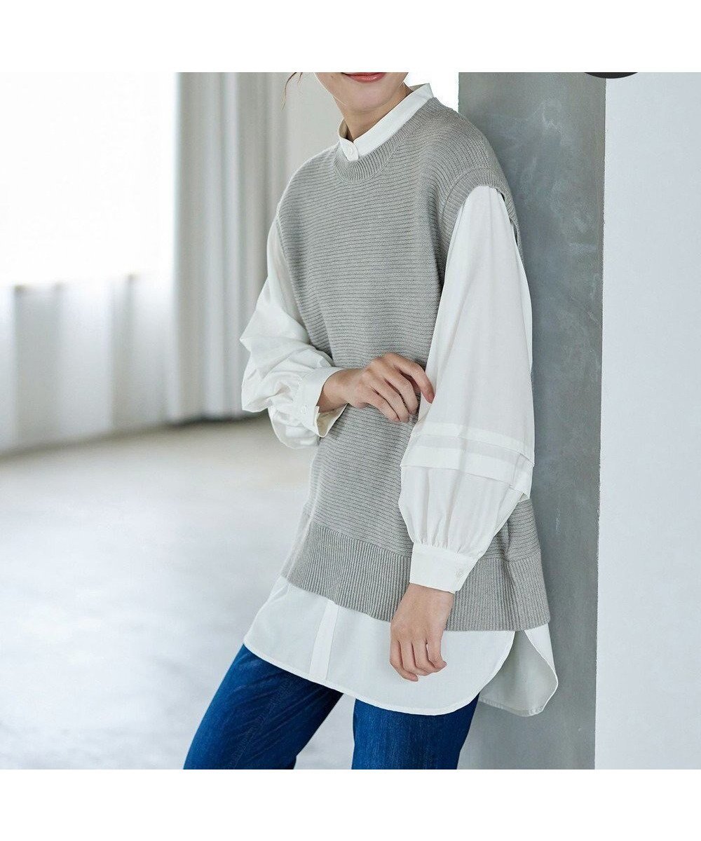 【ティアクラッセ/Tiaclasse】の【新色追加・2way・洗える】シャツドッキングニットベスト インテリア・キッズ・メンズ・レディースファッション・服の通販 founy(ファニー) ファッション Fashion レディースファッション Fashion for Women アウター Coat / Outerwear Collection トップス・カットソー Cut & Sew Tops ニット Knit Tops & Sweaters シャツ・ブラウス・オフィスカジュアル Elegant Blouses & Button-Ups ベスト&ジレ / 重ね着スタイル Vests & Gilets アクセサリー Fashion Accessories ウォッシャブル Machine Washable 春 Spring 洗える Machine Washable 秋 Autumn カーディガン Cardigan, Knitwear チュニック Tunic, Long Top バルーン Balloon, Balloon Silhouette ベスト Vest, Waistcoat ポケット Pocket, Pocket Detail 冬 Winter / This Winter A/W・秋冬 Autumn/Winter S/S・春夏 SS, Spring/Summer, Warm Season 再入荷 Restock / Back in Stock 夏 Summer 新作・新入荷 New Arrivals / New In グレー|ID: prp329100004867176 ipo3291000000036255797