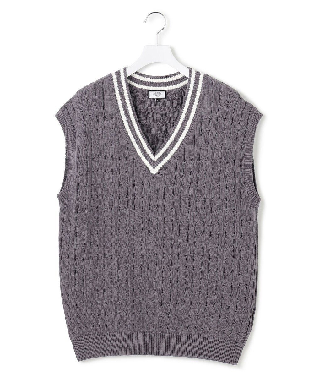 【ジェイプレスヨークストリート/J.PRESS YORK STREET】の【UNISEX】チルデンニット ベスト インテリア・キッズ・メンズ・レディースファッション・服の通販 founy(ファニー) 　ファッション　Fashion　レディースファッション　Fashion for Women　アウター　Coat / Outerwear Collection　トップス・カットソー　Cut & Sew Tops　ニット　Knit Tops & Sweaters　ベスト&ジレ / 重ね着スタイル　Vests & Gilets　ユニセックス　Unisex, Genderless　ベスト　Vest, Waistcoat　ボトム　Bottoms, Lower Wear　夏　Summer　S/S・春夏　SS, Spring/Summer, Warm Season　A/W・秋冬　Autumn/Winter　ダルブルー系|ID: prp329100004867189 ipo3291000000036255872