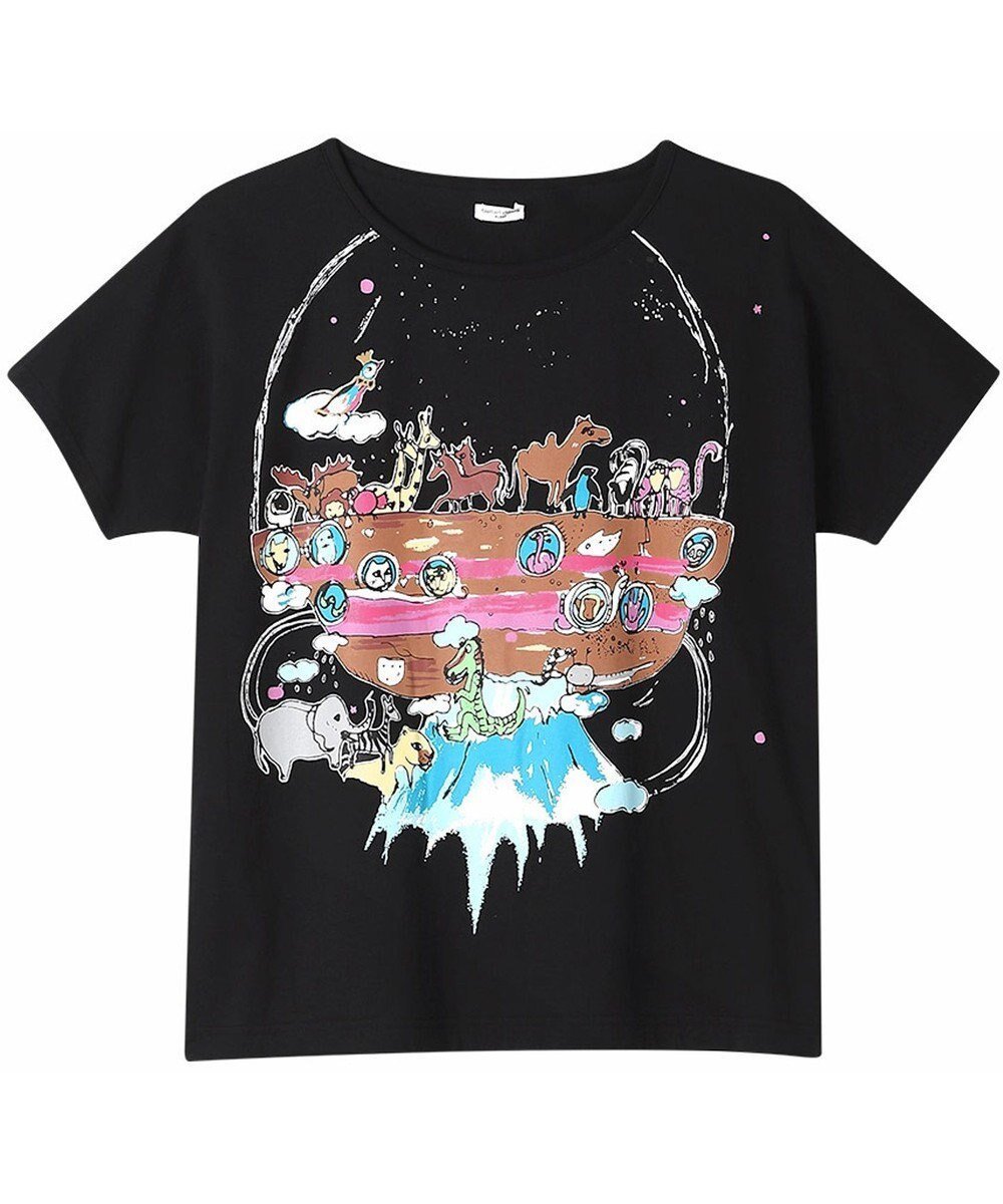 【ツモリチサト スリープ/tsumori chisato SLEEP】のツモリチサト トップス ルームウエア 4分袖 綿100%(本体) 天竺素材 レディース UTT147 /ワコール インテリア・キッズ・メンズ・レディースファッション・服の通販 founy(ファニー) 　ファッション　Fashion　レディースファッション　Fashion for Women　トップス・カットソー　Cut & Sew Tops　ハンド　Hand, Handmade　パジャマ　Pajamas, Sleepwear　プリント　Print, Printed Pattern　ブラック|ID: prp329100004867192 ipo3291000000036255888