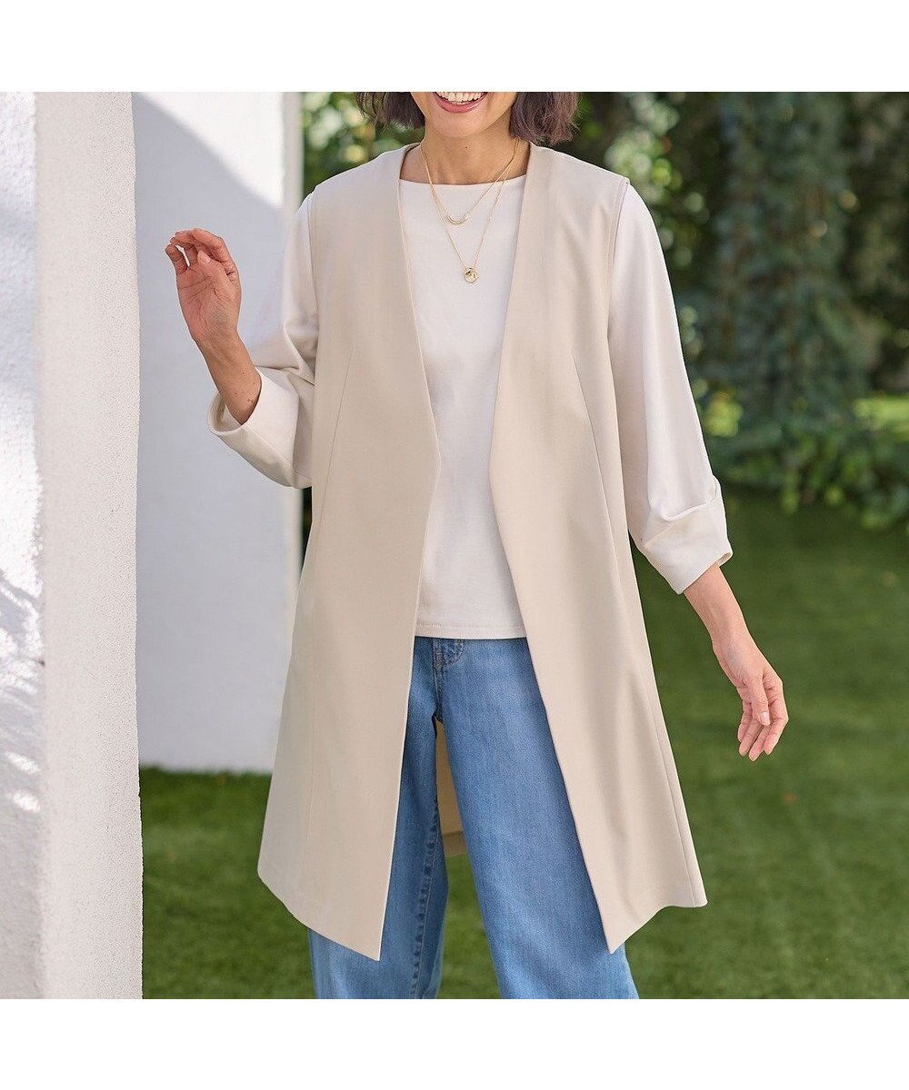 【エニー/ANY】の【ストレッチ/セットアップ可】イージィケアストレッチジレ インテリア・キッズ・メンズ・レディースファッション・服の通販 founy(ファニー) 　ファッション　Fashion　レディースファッション　Fashion for Women　アウター　Coat / Outerwear Collection　トップス・カットソー　Cut & Sew Tops　ベスト&ジレ / 重ね着スタイル　Vests & Gilets　セットアップ　Matching Sets　レディーストップス・ブラウス　Tops & Blouses / Assorted Women's Tops　ストレッチ　Stretch, Stretchy Fabric　セットアップ　Set-Up, Coordinated Outfit　セレモニー　Ceremony　ベスト　Vest, Waistcoat　夏　Summer　春　Spring　S/S・春夏　SS, Spring/Summer, Warm Season　ベージュ|ID: prp329100004867197 ipo3291000000036255925