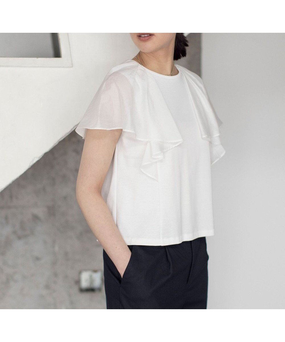 【組曲/KUMIKYOKU】のコットンポンチケープライク ブラウス 人気、トレンドファッション・服の通販 founy(ファニー) 　ファッション　Fashion　レディースファッション　Fashion for Women　トップス・カットソー　Cut & Sew Tops　シャツ・ブラウス・オフィスカジュアル　Elegant Blouses & Button-Ups　ロングTシャツ・Tシャツ　Longline T-Shirts & Tees　カットソー・ベーシックTシャツ　Cut-and-Sewn Tops / Stretch Tees & Basics　春　Spring　カットソー　Cut and Sewn Top　シアー　Sheer, See-Through　シルケット　Silket, Silky Cotton　ドレープ　Drape, Draping Fabric　S/S・春夏　SS, Spring/Summer, Warm Season　夏　Summer　エレガント 上品　Elegant　 other-1|ID: prp329100004867209 ipo3291000000036255995