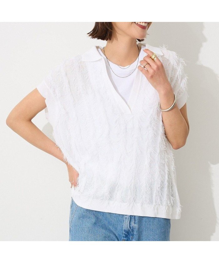 【クラフトスタンダードブティック/CRAFT STANDARD BOUTIQUE】のシアーフリンジスキッパーニットプルオーバー インテリア・キッズ・メンズ・レディースファッション・服の通販 founy(ファニー) https://founy.com/ ファッション Fashion レディースファッション Fashion for Women トップス・カットソー Cut & Sew Tops ニット Knit Tops & Sweaters カジュアルプルオーバー・ニットトップス Pullovers & Knit Tops / Casual Pullovers インナー Innerwear 春 Spring カットソー Cut and Sewn Top サマー Summer, Summer Style シアー Sheer, See-Through シンプル Simple, Minimal スキッパー Skipper, Open Collar スラックス Slacks, Dress Pants セーター Sweater, Knitwear タンク Tank Top, Sleeveless Top デニム Denim, Jeans Material トレンド Trend, Trending Now フロント Front, Front Design ポケット Pocket, Pocket Detail ワイド Wide, Wide Fit A/W・秋冬 Autumn/Winter S/S・春夏 SS, Spring/Summer, Warm Season おすすめ Recommended / Our Picks 夏 Summer エレガント 上品 Elegant |ID: prp329100004867213 ipo3291000000036256017