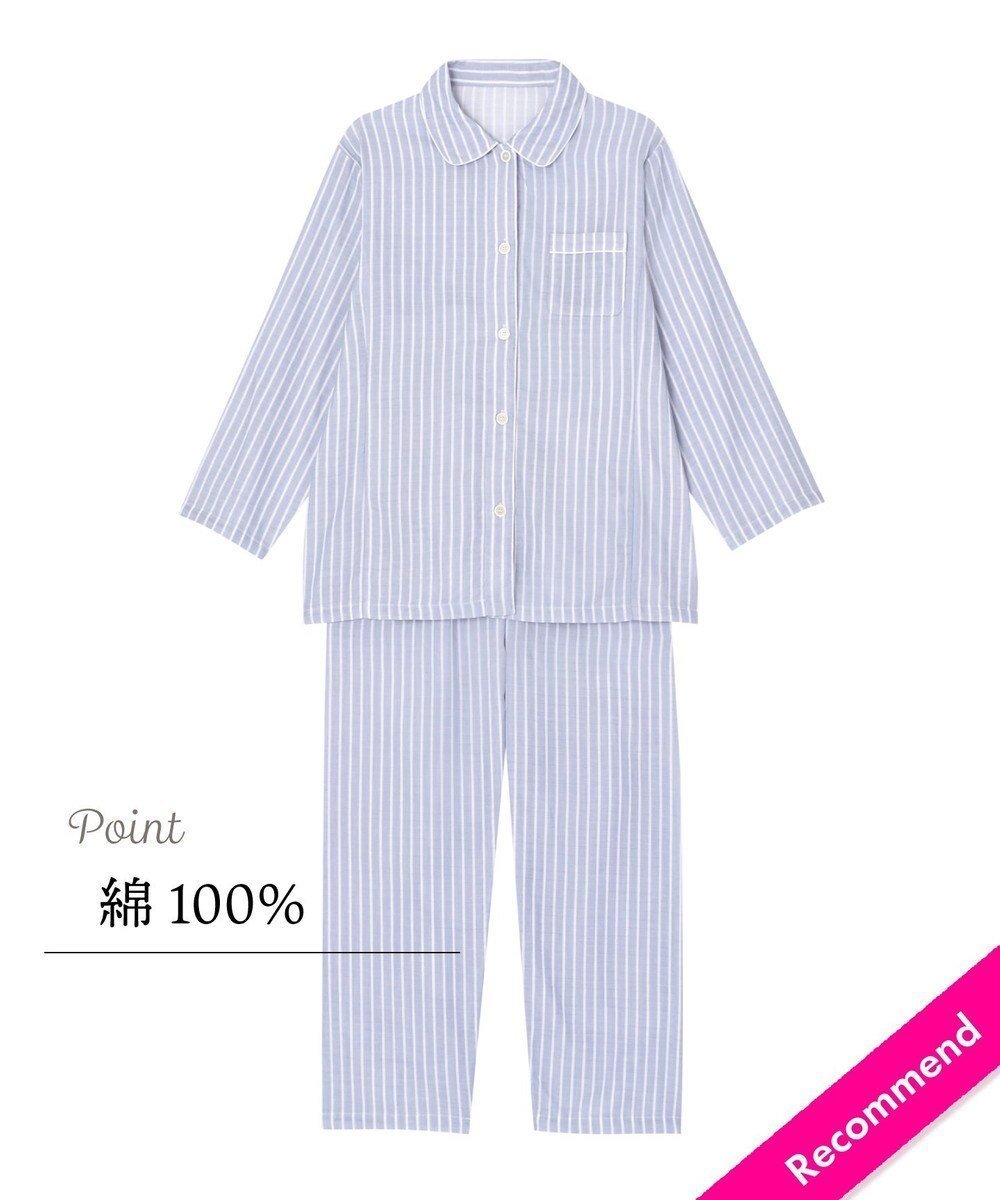 【ウィング/Wing】のパジャマ 長袖 長ズボン ピマ綿100% やわらかな肌ざわり 襟つきシャツタイプ レディース EP3000 ウイング/ワコール 人気、トレンドファッション・服の通販 founy(ファニー) 　ファッション　Fashion　レディースファッション　Fashion for Women　トップス・カットソー　Cut & Sew Tops　シャツ・ブラウス・オフィスカジュアル　Elegant Blouses & Button-Ups　なめらか　Smooth, Silky Texture　ギフト プレゼント　Gift / Present　シンプル　Simple, Minimal　ストライプ　Stripe, Striped Pattern　パジャマ　Pajamas, Sleepwear　巾着　Drawstring Bag, Kinchaku　長袖　Long Sleeve, Full Sleeve　 other-1|ID: prp329100004867217 ipo3291000000036256034