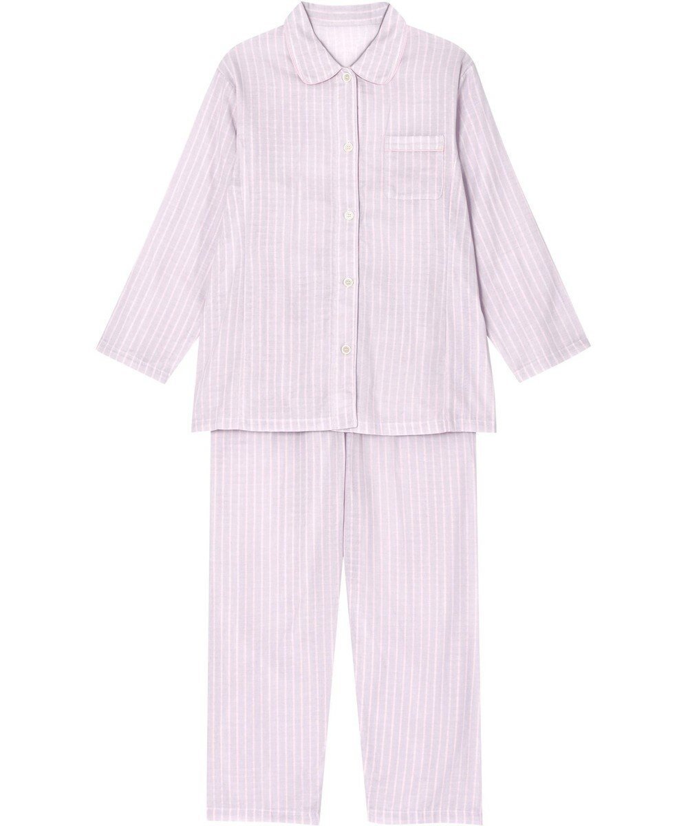 【ウィング/Wing】のパジャマ 長袖 長ズボン ピマ綿100% やわらかな肌ざわり 襟つきシャツタイプ レディース EP3000 ウイング/ワコール インテリア・キッズ・メンズ・レディースファッション・服の通販 founy(ファニー) 　ファッション　Fashion　レディースファッション　Fashion for Women　トップス・カットソー　Cut & Sew Tops　シャツ・ブラウス・オフィスカジュアル　Elegant Blouses & Button-Ups　なめらか　Smooth, Silky Texture　ギフト プレゼント　Gift / Present　シンプル　Simple, Minimal　ストライプ　Stripe, Striped Pattern　パジャマ　Pajamas, Sleepwear　巾着　Drawstring Bag, Kinchaku　長袖　Long Sleeve, Full Sleeve　グレー|ID: prp329100004867217 ipo3291000000036256036