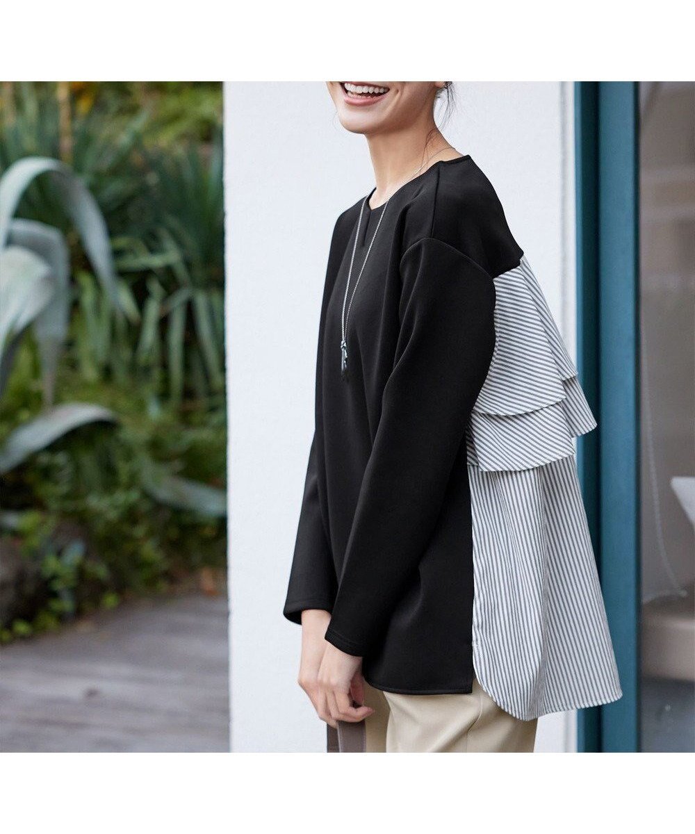 【ティアクラッセ/Tiaclasse】の【洗える】バックフレアダイバープルオーバー インテリア・キッズ・メンズ・レディースファッション・服の通販 founy(ファニー) ファッション Fashion レディースファッション Fashion for Women トップス・カットソー Cut & Sew Tops シャツ・ブラウス・オフィスカジュアル Elegant Blouses & Button-Ups ロングTシャツ・Tシャツ Longline T-Shirts & Tees カジュアルプルオーバー・ニットトップス Pullovers & Knit Tops / Casual Pullovers カットソー・ベーシックTシャツ Cut-and-Sewn Tops / Stretch Tees & Basics アクセサリー Fashion Accessories 春 Spring 洗える Machine Washable 秋 Autumn カットソー Cut and Sewn Top カーディガン Cardigan, Knitwear コンビ Combo, Combination Style シンプル Simple, Minimal ストライプ Stripe, Striped Pattern ストレッチ Stretch, Stretchy Fabric チュニック Tunic, Long Top デニム Denim, Jeans Material ドッキング Docking, Mixed Material フレア Flare, Flared 楽ちん Easy Fit, Comfortable S/S・春夏 SS, Spring/Summer, Warm Season 再入荷 Restock / Back in Stock おすすめ Recommended / Our Picks 夏 Summer エレガント 上品 Elegant 新作・新入荷 New Arrivals / New In ブラック|ID: prp329100004867218 ipo3291000000036256047