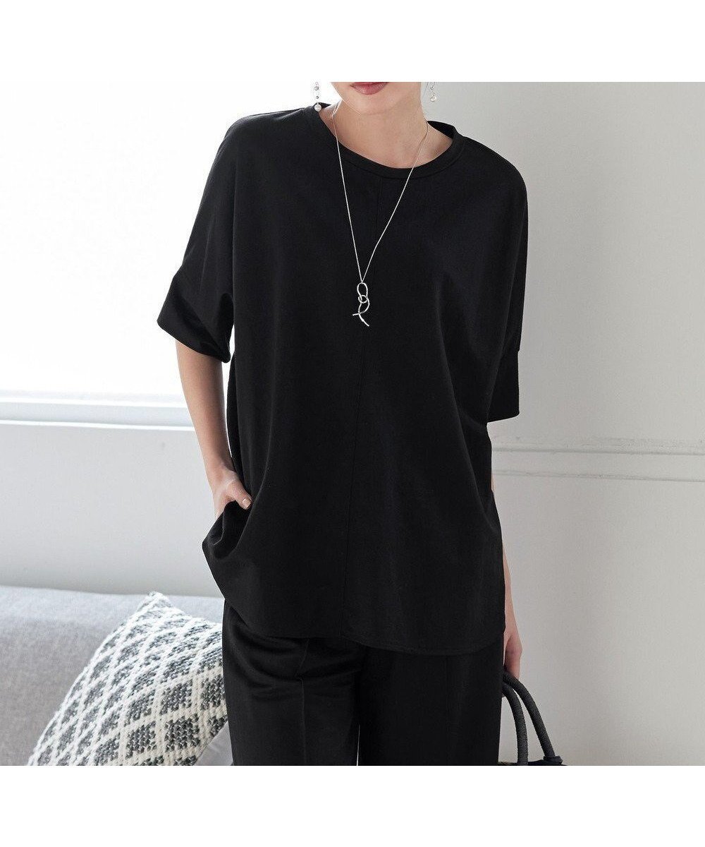 【ティアクラッセ/Tiaclasse】の【接触冷感・洗える】イージーカットソードルマントップス インテリア・キッズ・メンズ・レディースファッション・服の通販 founy(ファニー) 　ファッション　Fashion　レディースファッション　Fashion for Women　トップス・カットソー　Cut & Sew Tops　シャツ・ブラウス・オフィスカジュアル　Elegant Blouses & Button-Ups　ロングTシャツ・Tシャツ　Longline T-Shirts & Tees　カットソー・ベーシックTシャツ　Cut-and-Sewn Tops / Stretch Tees & Basics　春　Spring　洗える　Machine Washable　秋　Autumn　カットソー　Cut and Sewn Top　ショート　Short, Short Length　シンプル　Simple, Minimal　スリット　Slit, Slit Detail　パール　Pearl, Pearl Accent　ポケット　Pocket, Pocket Detail　半袖　Short Sleeve, Half Sleeve　ラウンド　Round, Round Neck　楽ちん　Easy Fit, Comfortable　S/S・春夏　SS, Spring/Summer, Warm Season　プチプライス・低価格　Affordable / Budget Price　おすすめ　Recommended / Our Picks　夏　Summer　ブラック|ID: prp329100004867224 ipo3291000000036256101