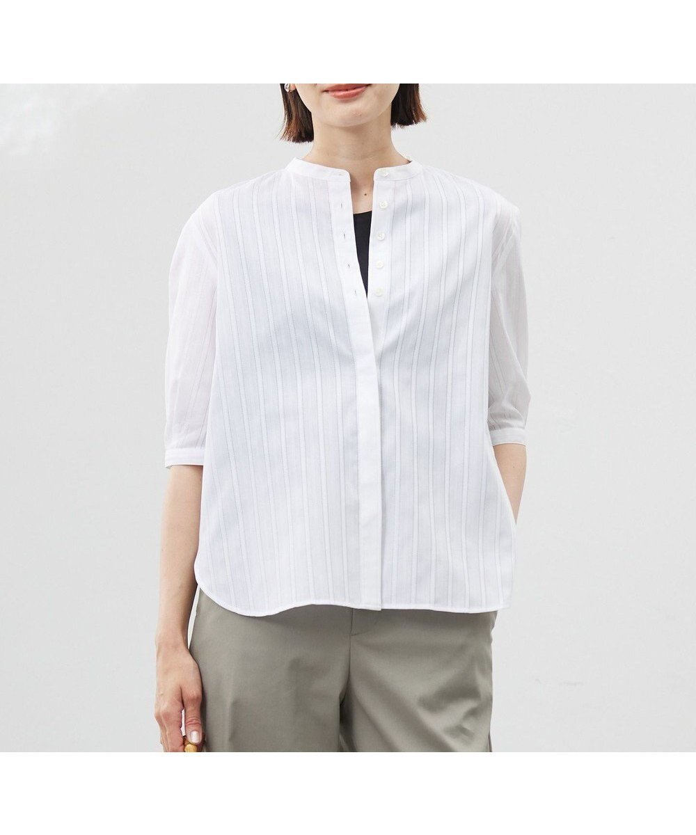 【ジェイ プレス/J.PRESS】の【洗える】セルロースカラミストライプ バンドカラー ブラウス 人気、トレンドファッション・服の通販 founy(ファニー) ファッション Fashion レディースファッション Fashion for Women トップス・カットソー Cut & Sew Tops シャツ・ブラウス・オフィスカジュアル Elegant Blouses & Button-Ups イエロー Yellow コンパクト Compact, Small Size シンプル Simple, Minimal ストライプ Stripe, Striped Pattern バランス Balance, Style Balance ワイド Wide, Wide Fit 夏 Summer 春 Spring S/S・春夏 SS, Spring/Summer, Warm Season 洗える Machine Washable other-1|ID: prp329100004867236 ipo3291000000036256202