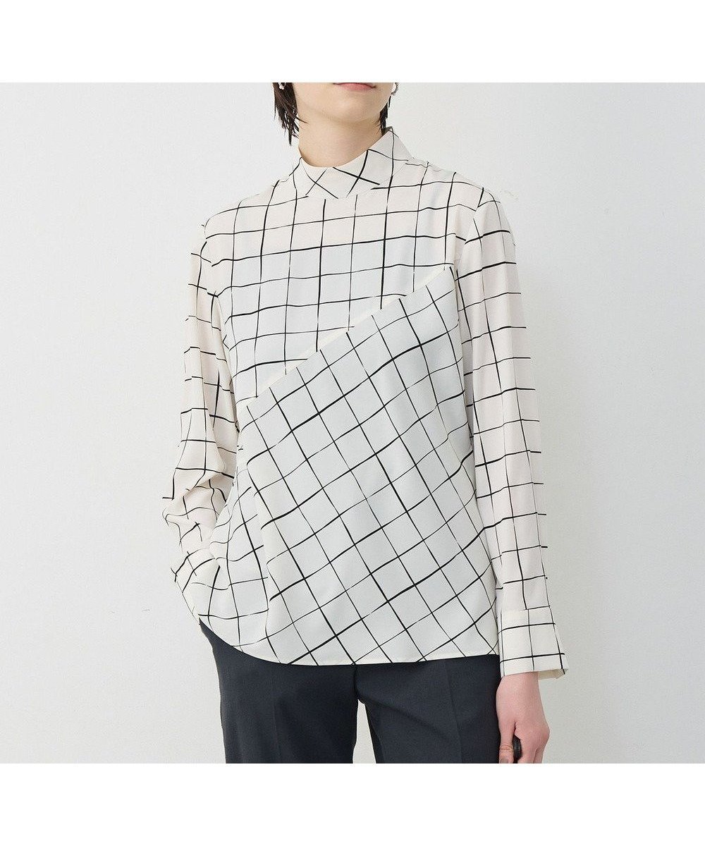 【アイシービー/iCB】の【30th ANNIVERSARY】 ウィンドウペンプリント プルオーバーブラウス インテリア・キッズ・メンズ・レディースファッション・服の通販 founy(ファニー) 　ファッション　Fashion　レディースファッション　Fashion for Women　トップス・カットソー　Cut & Sew Tops　シャツ・ブラウス・オフィスカジュアル　Elegant Blouses & Button-Ups　カジュアルプルオーバー・ニットトップス　Pullovers & Knit Tops / Casual Pullovers　春　Spring　コレクション　Collection, Seasonal Line　シンプル　Simple, Minimal　スタンド　Stand Collar, Upright Stand　ニューヨーク　New York, NYC Style　バイアス　Bias, Diagonal Cut　プリント　Print, Printed Pattern　S/S・春夏　SS, Spring/Summer, Warm Season　夏　Summer　エレガント 上品　Elegant　2025年　2025　2025-2026秋冬・A/W　Autumn/Winter 2025–26 AW25–26　2026年　2026　アイボリー×ブラック|ID: prp329100004867258 ipo3291000000036256289