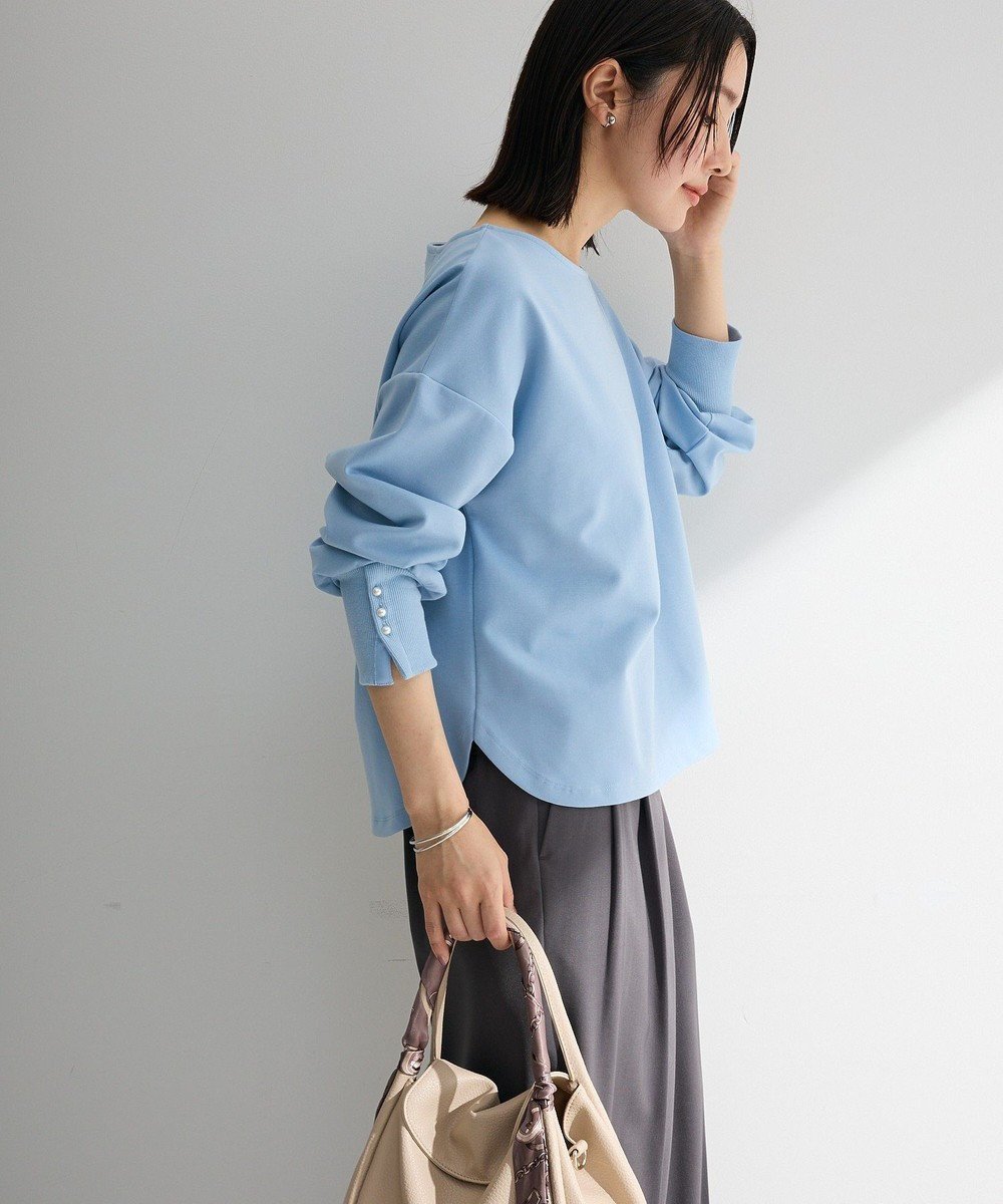 【グリーンパークス/Green Parks】のパールスリーブカットプルオーバー インテリア・キッズ・メンズ・レディースファッション・服の通販 founy(ファニー) 　ファッション　Fashion　レディースファッション　Fashion for Women　トップス・カットソー　Cut & Sew Tops　シャツ・ブラウス・オフィスカジュアル　Elegant Blouses & Button-Ups　ロングTシャツ・Tシャツ　Longline T-Shirts & Tees　カジュアルプルオーバー・ニットトップス　Pullovers & Knit Tops / Casual Pullovers　カットソー・ベーシックTシャツ　Cut-and-Sewn Tops / Stretch Tees & Basics　春　Spring　カットソー　Cut and Sewn Top　シンプル　Simple, Minimal　デニム　Denim, Jeans Material　定番　Standard, Basic Item　なめらか　Smooth, Silky Texture　パール　Pearl, Pearl Accent　ボトム　Bottoms, Lower Wear　ポケット　Pocket, Pocket Detail　ラウンド　Round, Round Neck　ワンポイント　One Point, Statement Accent　S/S・春夏　SS, Spring/Summer, Warm Season　おすすめ　Recommended / Our Picks　夏　Summer　エレガント 上品　Elegant　ビジネス 仕事 通勤　Business / Work / Commuting　Sax|ID: prp329100004867261 ipo3291000000036256298