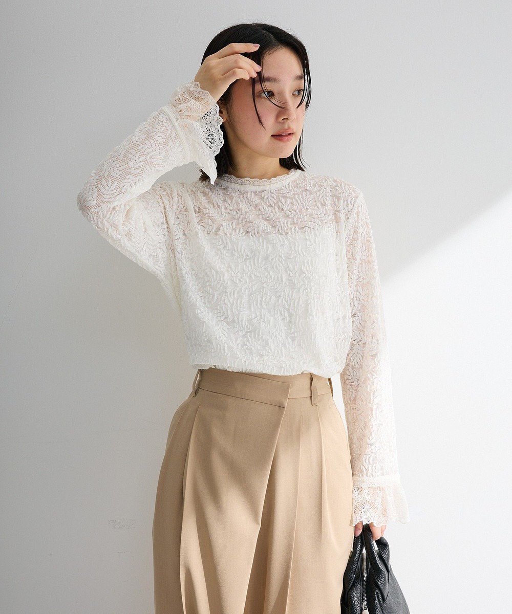 【グリーンパークス/Green Parks】の総レースプルオーバー インテリア・キッズ・メンズ・レディースファッション・服の通販 founy(ファニー) 　ファッション　Fashion　レディースファッション　Fashion for Women　トップス・カットソー　Cut & Sew Tops　シャツ・ブラウス・オフィスカジュアル　Elegant Blouses & Button-Ups　ロングTシャツ・Tシャツ　Longline T-Shirts & Tees　カジュアルプルオーバー・ニットトップス　Pullovers & Knit Tops / Casual Pullovers　カットソー・ベーシックTシャツ　Cut-and-Sewn Tops / Stretch Tees & Basics　インナー　Innerwear　春　Spring　カットソー　Cut and Sewn Top　キャミソール　Camisole, Spaghetti Strap Top　タンク　Tank Top, Sleeveless Top　デニム　Denim, Jeans Material　バランス　Balance, Style Balance　ポケット　Pocket, Pocket Detail　レース　Lace, Lace Fabric　ロング　Long, Long-Length　ワイド　Wide, Wide Fit　S/S・春夏　SS, Spring/Summer, Warm Season　夏　Summer　エレガント 上品　Elegant　Ecru|ID: prp329100004867271 ipo3291000000036256332