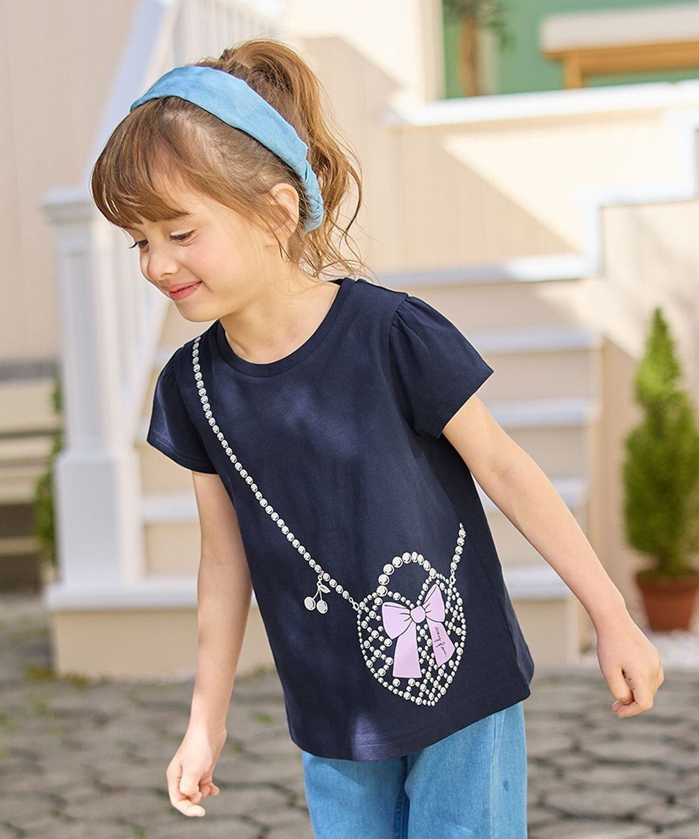 【エニィ/ANY / KIDS】の【WEB限定】7days プリント 半袖 Tシャツ インテリア・キッズ・メンズ・レディースファッション・服の通販 founy(ファニー) 　ファッション　Fashion　キッズファッション　Fashion for Kids　トップス・カットソー　Cut & Sew Tops　春　Spring　カットソー　Cut and Sewn Top　ギャザー　Gathered, Ruffled　プリント　Print, Printed Pattern　ポケット　Pocket, Pocket Detail　半袖　Short Sleeve, Half Sleeve　ラベンダー　Lavender　S/S・春夏　SS, Spring/Summer, Warm Season　プチプライス・低価格　Affordable / Budget Price　おすすめ　Recommended / Our Picks　夏　Summer　ネイビー×ポシェット風|ID: prp329100004867474 ipo3291000000036260313