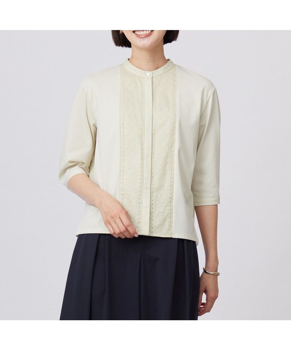 【ジェイ プレス/J.PRESS】の【洗える】エンブロシャツジャージー ブラウスライク カットソー インテリア・キッズ・メンズ・レディースファッション・服の通販 founy(ファニー) ファッション Fashion レディースファッション Fashion for Women トップス・カットソー Cut & Sew Tops シャツ・ブラウス・オフィスカジュアル Elegant Blouses & Button-Ups ロングTシャツ・Tシャツ Longline T-Shirts & Tees カットソー・ベーシックTシャツ Cut-and-Sewn Tops / Stretch Tees & Basics カットソー Cut and Sewn Top シルケット Silket, Silky Cotton 夏 Summer 春 Spring S/S・春夏 SS, Spring/Summer, Warm Season 洗える Machine Washable 無地 Plain, Solid Color ライム系|ID: prp329100004867530 ipo3291000000036260637