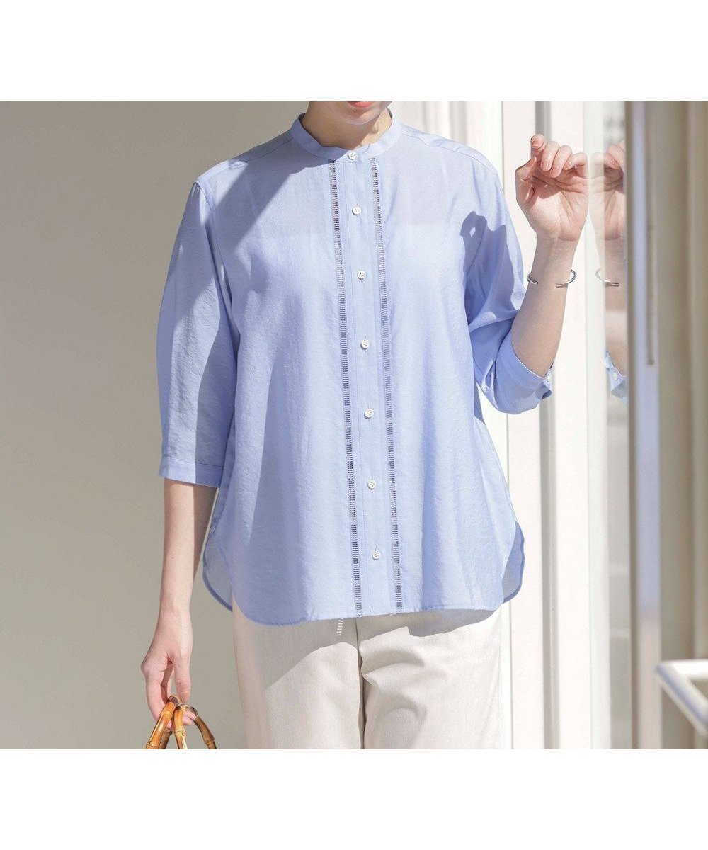 【ジェイ プレス/J.PRESS】の【WEB限定カラーあり・洗える】Sheer Vis リネン バンドカラー ブラウス インテリア・キッズ・メンズ・レディースファッション・服の通販 founy(ファニー) ファッション Fashion レディースファッション Fashion for Women トップス・カットソー Cut & Sew Tops シャツ・ブラウス・オフィスカジュアル Elegant Blouses & Button-Ups 春 Spring 洗える Machine Washable シアー Sheer, See-Through シンプル Simple, Minimal リネン Linen, Linen Fabric S/S・春夏 SS, Spring/Summer, Warm Season 夏 Summer エレガント 上品 Elegant サックス系|ID: prp329100004867534 ipo3291000000036260661