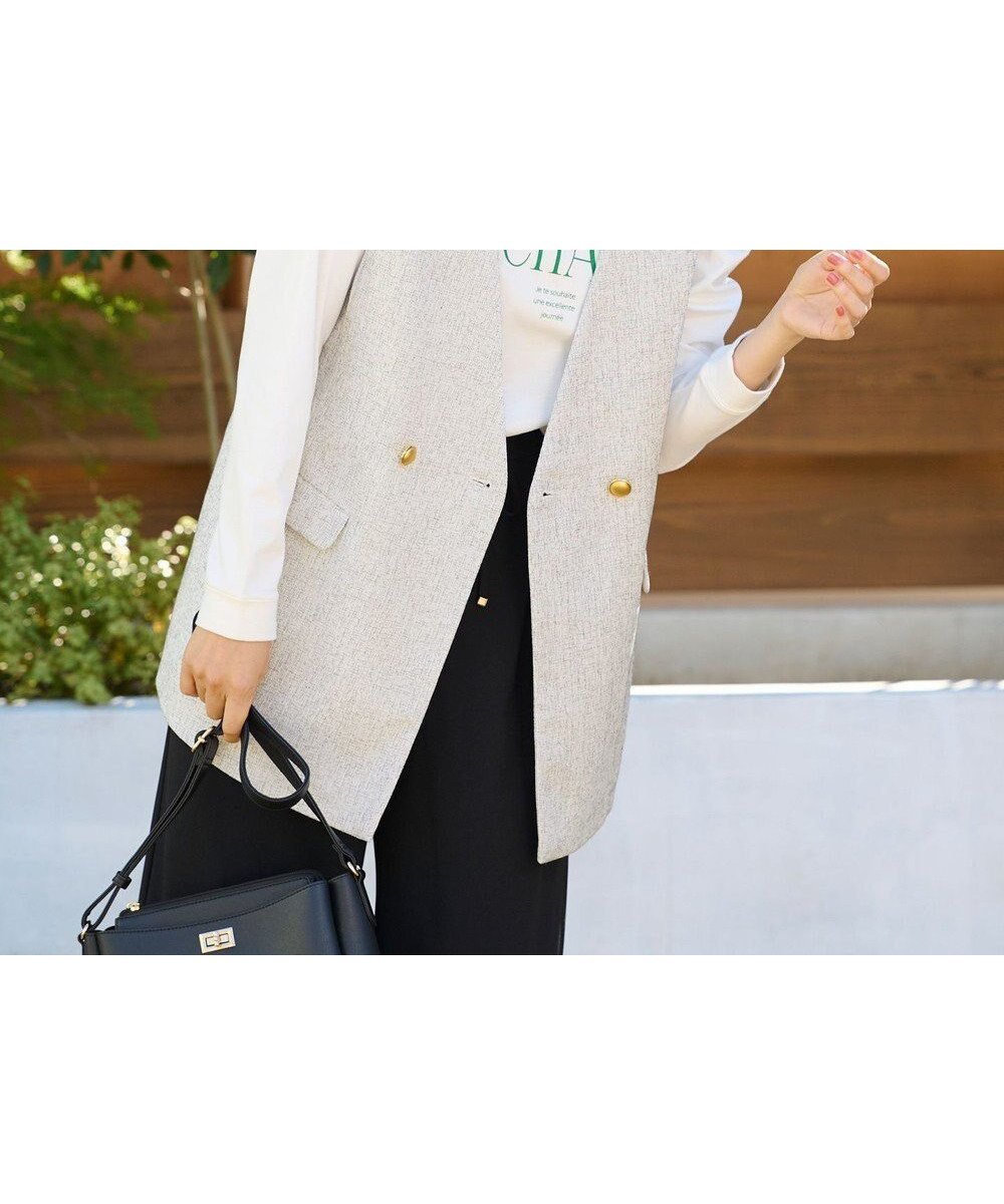 【エニー/ANY】のツィードライクブッチャージレ インテリア・キッズ・メンズ・レディースファッション・服の通販 founy(ファニー) 　ファッション　Fashion　レディースファッション　Fashion for Women　アウター　Coat / Outerwear Collection　トップス・カットソー　Cut & Sew Tops　ベスト&ジレ / 重ね着スタイル　Vests & Gilets　おすすめ　Recommended / Our Picks　クラシカル　Classical, Vintage-Inspired　ツイード　Twill, Twill Weave　トレンド　Trend, Trending Now　フロント　Front, Front Design　ベスト　Vest, Waistcoat　ポケット　Pocket, Pocket Detail　エレガント 上品　Elegant　人気　Popular, Best Seller　夏　Summer　春　Spring　S/S・春夏　SS, Spring/Summer, Warm Season　ライトグレー系|ID: prp329100004867557 ipo3291000000036260901