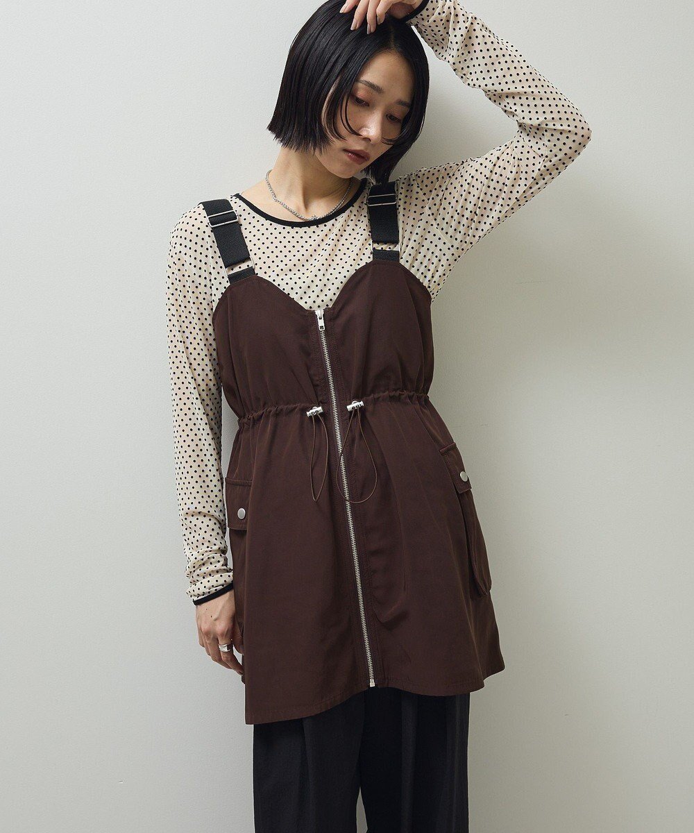 【グリーンパークス/Green Parks】の・SUGAR SPOON ミリタリーキャミチュニック インテリア・キッズ・メンズ・レディースファッション・服の通販 founy(ファニー) ファッション Fashion レディースファッション Fashion for Women アウター Coat / Outerwear Collection トップス・カットソー Cut & Sew Tops キャミソール&ノースリーブ Camisoles & Sleeveless Tops ベスト&ジレ / 重ね着スタイル Vests & Gilets おすすめ Recommended / Our Picks キャミソール Camisole, Spaghetti Strap Top ジップ Zip, Zipper チュニック Tunic, Long Top トレンド Trend, Trending Now ベスト Vest, Waistcoat ポケット Pocket, Pocket Detail メタル Metal, Metal Parts A/W・秋冬 Autumn/Winter Brown|ID: prp329100004867587 ipo3291000000036261279