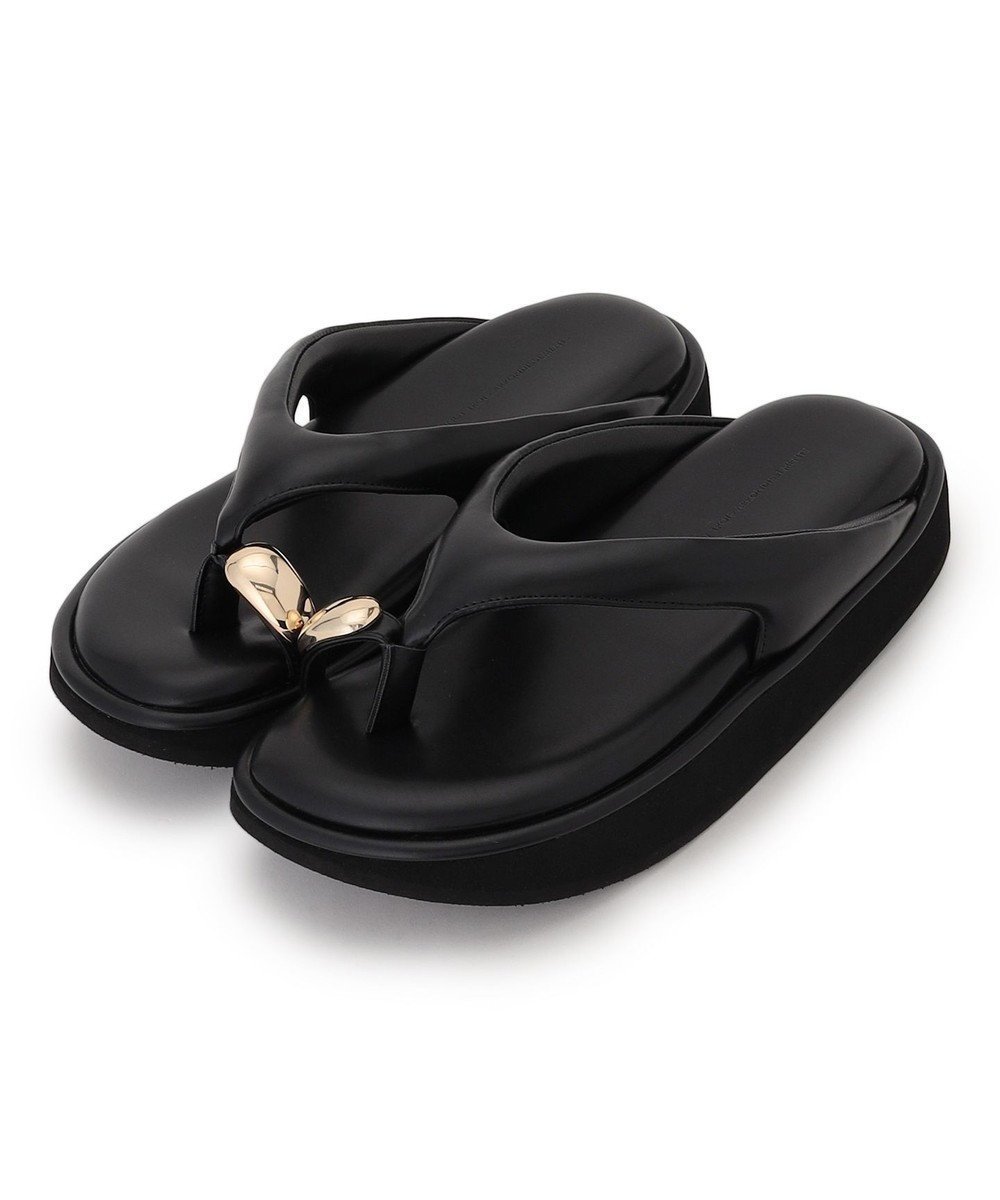 【23区/NIJYUSANKU】のレザータッチトング サンダル インテリア・キッズ・メンズ・レディースファッション・服の通販 founy(ファニー) 　ファッション　Fashion　レディースファッション　Fashion for Women　2026年　2026　おすすめ　Recommended / Our Picks　サンダル　Sandals, Summer Shoes　デニム　Denim, Jeans Material　バランス　Balance, Style Balance　フォルム　Silhouette, Form　マキシ　Maxi, Full Length　メタル　Metal, Metal Parts　リゾート　Resort, Vacation Style　リラックス　Relax, Relaxed Fit　ワイド　Wide, Wide Fit　厚底　Platform Shoes　夏　Summer　春　Spring　S/S・春夏　SS, Spring/Summer, Warm Season　ブラック系|ID: prp329100004867659 ipo3291000000036261867