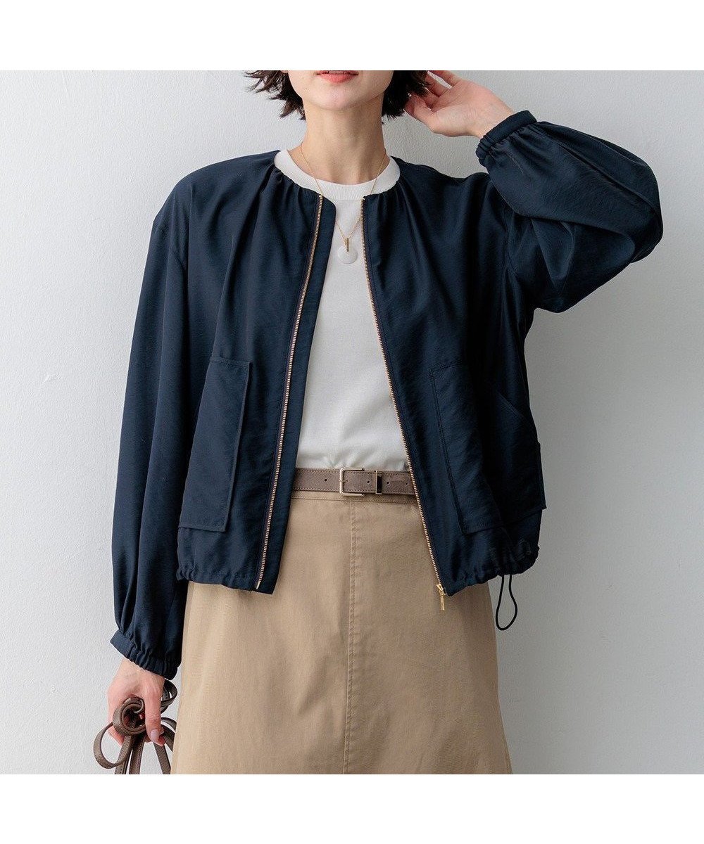 【23区/NIJYUSANKU】の【先行予約】シアータンブラー ダブルポケット ブルゾン インテリア・キッズ・メンズ・レディースファッション・服の通販 founy(ファニー) 　ファッション　Fashion　レディースファッション　Fashion for Women　アウター　Coat / Outerwear Collection　レディースジャケット・軽アウター　Jackets　ブルゾンジャケット・スポーティアウター　Blouson Jackets　春　Spring　ギャザー　Gathered, Ruffled　ジャケット　Jacket, Outerwear　ダブル　Double, Double-Breasted　デニム　Denim, Jeans Material　ドレープ　Drape, Draping Fabric　ドローコード　Drawcord, Drawstring Cord　フェミニン　Feminine, Girly　フロント　Front, Front Design　ブルゾン　Blouson, Bomber Jacket　ポケット　Pocket, Pocket Detail　S/S・春夏　SS, Spring/Summer, Warm Season　夏　Summer　エレガント 上品　Elegant　2026年　2026　ネイビー系|ID: prp329100004867703 ipo3291000000036262125