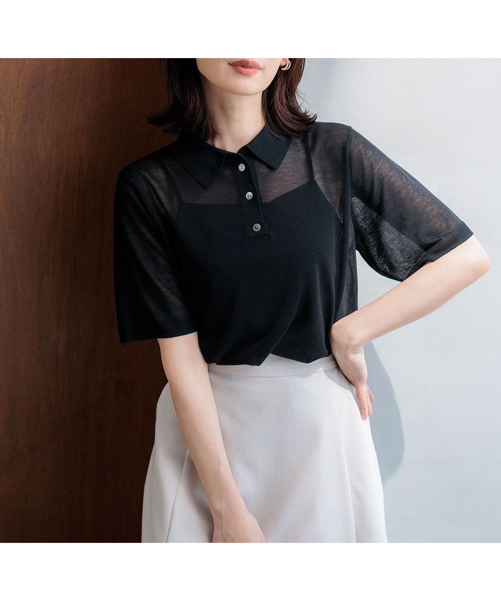 【組曲/KUMIKYOKU】の【先行予約】シアーポロ ニット 人気、トレンドファッション・服の通販 founy(ファニー) 　ファッション　Fashion　レディースファッション　Fashion for Women　トップス・カットソー　Cut & Sew Tops　ニット　Knit Tops & Sweaters　インナー　Innerwear　エレガント 上品　Elegant　春　Spring　カーディガン　Cardigan, Knitwear　シアー　Sheer, See-Through　セーター　Sweater, Knitwear　トレンド　Trend, Trending Now　ドレープ　Drape, Draping Fabric　リラックス　Relax, Relaxed Fit　ワイド　Wide, Wide Fit　S/S・春夏　SS, Spring/Summer, Warm Season　おすすめ　Recommended / Our Picks　夏　Summer　 other-1|ID: prp329100004867738 ipo3291000000036262498