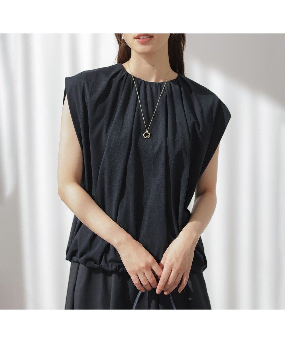 【組曲/KUMIKYOKU】の【先行予約・WEB限定】サマージャージーバルーンシルエット カットソー インテリア・キッズ・メンズ・レディースファッション・服の通販 founy(ファニー) 　ファッション　Fashion　レディースファッション　Fashion for Women　トップス・カットソー　Cut & Sew Tops　シャツ・ブラウス・オフィスカジュアル　Elegant Blouses & Button-Ups　ロングTシャツ・Tシャツ　Longline T-Shirts & Tees　カットソー・ベーシックTシャツ　Cut-and-Sewn Tops / Stretch Tees & Basics　春　Spring　カットソー　Cut and Sewn Top　ギャザー　Gathered, Ruffled　吸水　Absorbent, Quick-Dry　ノースリーブ　Sleeveless, No-Sleeve　バルーン　Balloon, Balloon Silhouette　フィット　Fit, Slim Fit　フレア　Flare, Flared　ブラウジング　Blouson Silhouette, Cinched Waist　S/S・春夏　SS, Spring/Summer, Warm Season　夏　Summer　ネイビー系|ID: prp329100004867747 ipo3291000000036262590
