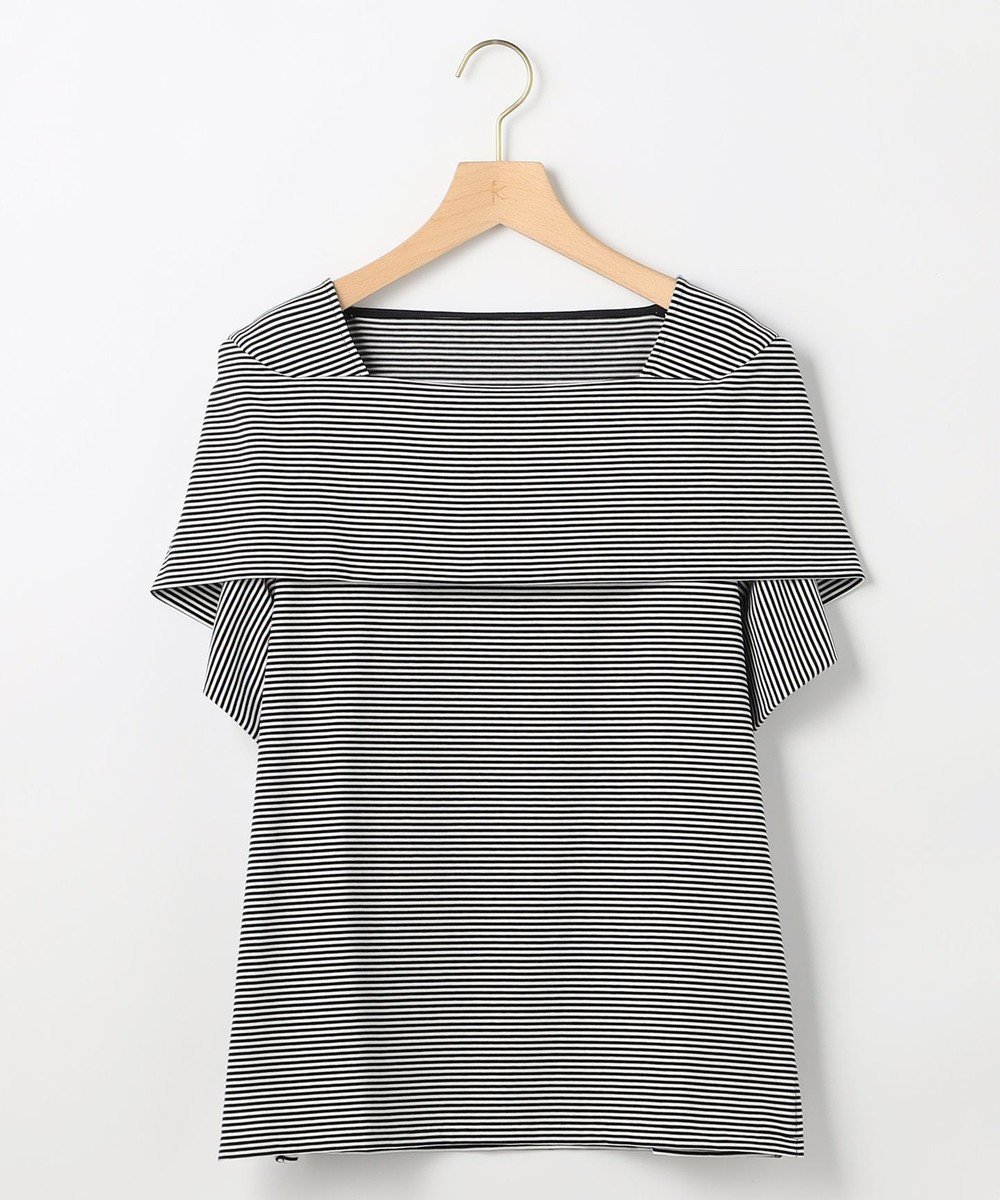 【組曲/KUMIKYOKU】の【先行予約】GIZAコットンオフショルダー カットソー インテリア・キッズ・メンズ・レディースファッション・服の通販 founy(ファニー) 　ファッション　Fashion　レディースファッション　Fashion for Women　トップス・カットソー　Cut & Sew Tops　シャツ・ブラウス・オフィスカジュアル　Elegant Blouses & Button-Ups　ロングTシャツ・Tシャツ　Longline T-Shirts & Tees　カットソー・ベーシックTシャツ　Cut-and-Sewn Tops / Stretch Tees & Basics　春　Spring　カットソー　Cut and Sewn Top　吸水　Absorbent, Quick-Dry　スクエア　Square, Square Shape　デニム　Denim, Jeans Material　パターン　Pattern, Design Print　フェミニン　Feminine, Girly　S/S・春夏　SS, Spring/Summer, Warm Season　おすすめ　Recommended / Our Picks　夏　Summer　エレガント 上品　Elegant　ネイビー×オフ系2|ID: prp329100004867748 ipo3291000000036262608