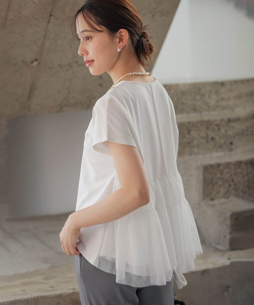 【組曲/KUMIKYOKU】の【先行予約】GIZAコットンチュールコンビ カットソー インテリア・キッズ・メンズ・レディースファッション・服の通販 founy(ファニー) 　ファッション　Fashion　レディースファッション　Fashion for Women　トップス・カットソー　Cut & Sew Tops　シャツ・ブラウス・オフィスカジュアル　Elegant Blouses & Button-Ups　ロングTシャツ・Tシャツ　Longline T-Shirts & Tees　カットソー・ベーシックTシャツ　Cut-and-Sewn Tops / Stretch Tees & Basics　春　Spring　カットソー　Cut and Sewn Top　吸水　Absorbent, Quick-Dry　ショルダー　Shoulder, Shoulder Strap　シンプル　Simple, Minimal　ティアード　Tiered, Tiered Style　ドロップ　Drop Shoulder, Dropped Style　S/S・春夏　SS, Spring/Summer, Warm Season　おすすめ　Recommended / Our Picks　夏　Summer　エレガント 上品　Elegant　アイボリー系|ID: prp329100004867749 ipo3291000000036262614