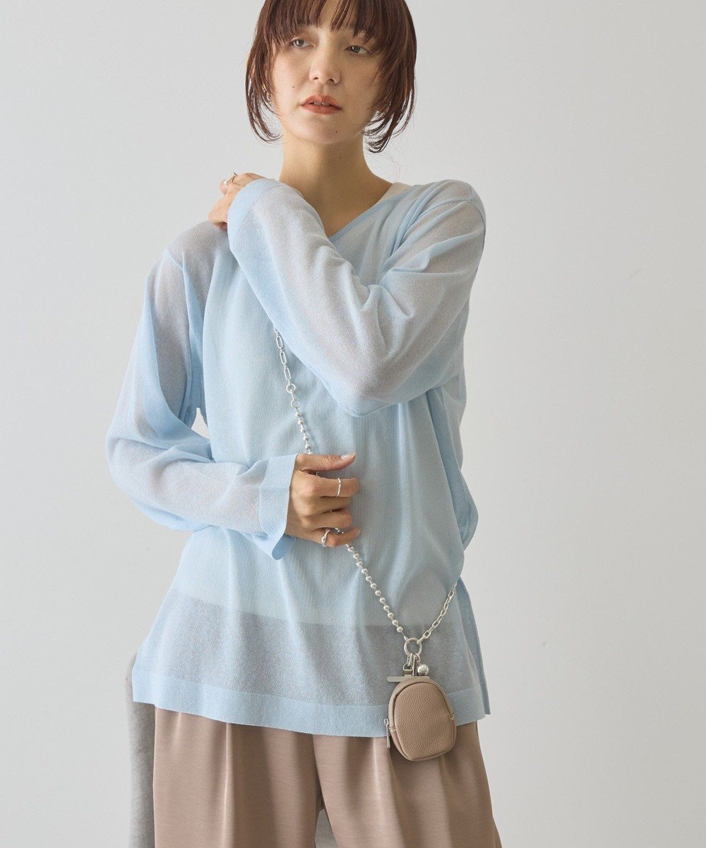 【アメリカンホリック/AMERICAN HOLIC】のシアーニットプルオーバー インテリア・キッズ・メンズ・レディースファッション・服の通販 founy(ファニー) 　ファッション　Fashion　レディースファッション　Fashion for Women　トップス・カットソー　Cut & Sew Tops　ニット　Knit Tops & Sweaters　カジュアルプルオーバー・ニットトップス　Pullovers & Knit Tops / Casual Pullovers　おすすめ　Recommended / Our Picks　シアー　Sheer, See-Through　シンプル　Simple, Minimal　セーター　Sweater, Knitwear　トレンド　Trend, Trending Now　フィット　Fit, Slim Fit　ポケット　Pocket, Pocket Detail　リラックス　Relax, Relaxed Fit　夏　Summer　春　Spring　S/S・春夏　SS, Spring/Summer, Warm Season　秋　Autumn　軽量　Lightweight, Ultra Light　Blue|ID: prp329100004867760 ipo3291000000036262711