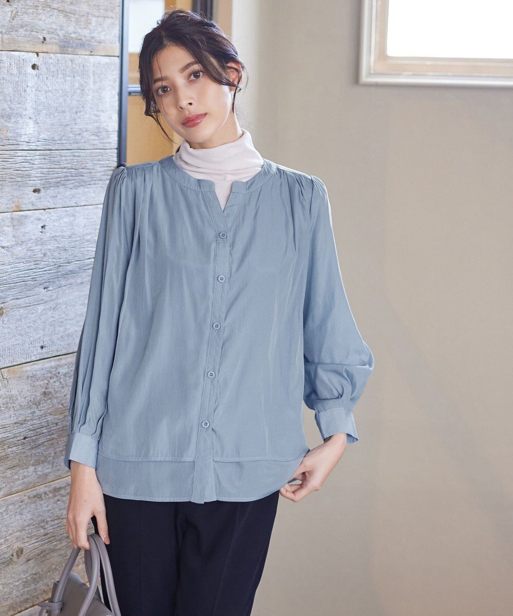 【ティアクラッセ/Tiaclasse】の【新色追加・洗える】重ねヘムタックブラウス インテリア・キッズ・メンズ・レディースファッション・服の通販 founy(ファニー) 　ファッション　Fashion　レディースファッション　Fashion for Women　トップス・カットソー　Cut & Sew Tops　シャツ・ブラウス・オフィスカジュアル　Elegant Blouses & Button-Ups　チュニック　Tunic, Long Top　フレア　Flare, Flared　ポケット　Pocket, Pocket Detail　エレガント 上品　Elegant　再入荷　Restock / Back in Stock　夏　Summer　新作・新入荷　New Arrivals / New In　春　Spring　S/S・春夏　SS, Spring/Summer, Warm Season　洗える　Machine Washable　サックス|ID: prp329100004868140 ipo3291000000036272410