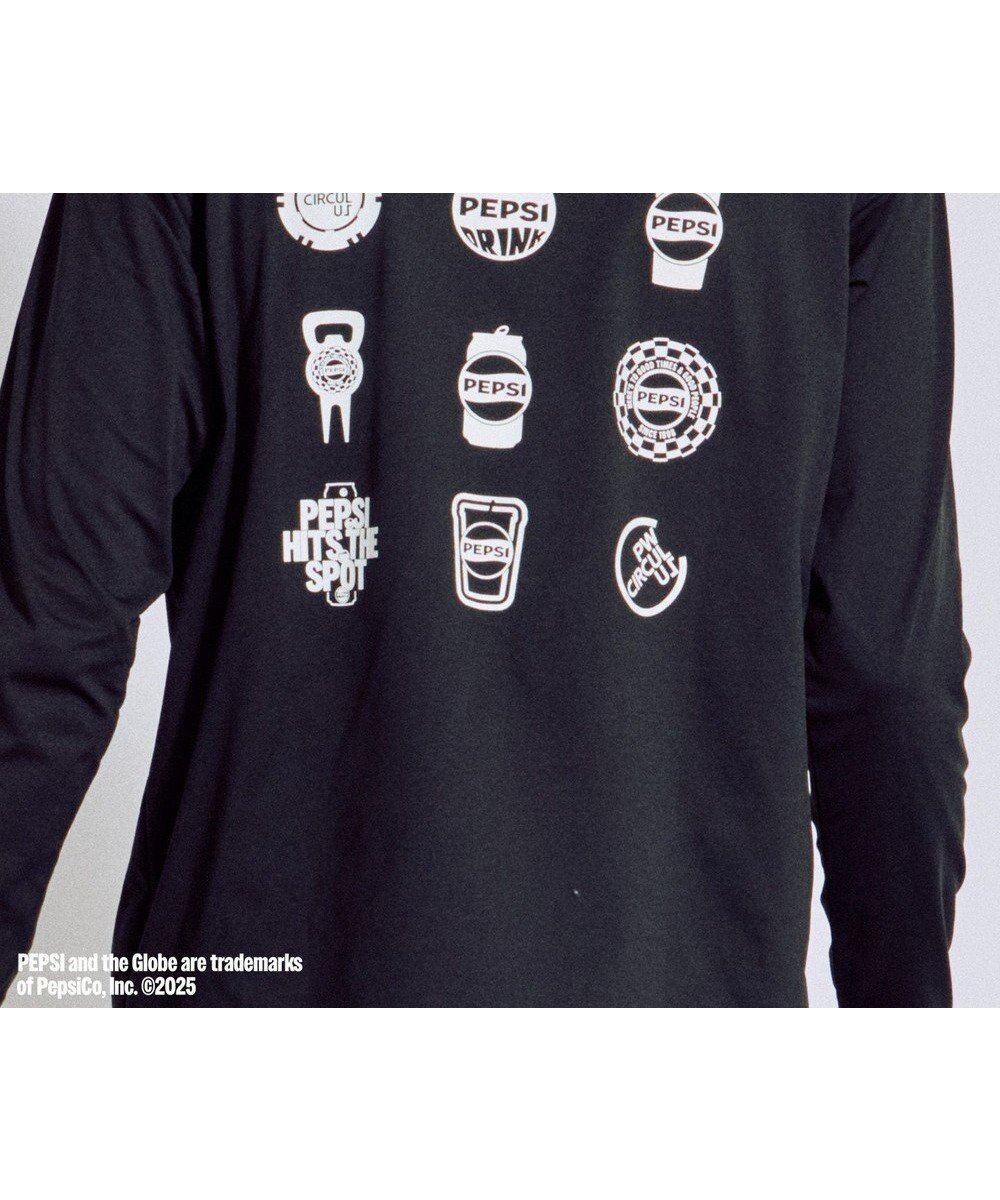 【ピーダブリュサーキュラス/PW CIRCULUS / MEN】の〈Pepsiコラボ〉【UNISEX】Pepsi 9-LOGO モックネック ロングT インテリア・キッズ・メンズ・レディースファッション・服の通販 founy(ファニー) 　ファッション　Fashion　メンズファッション　Fashion for Men　トップス・カットソー　Cut & Sew Tops　メンズシャツ　Shirts　春　Spring　カットソー　Cut and Sewn Top　クール　Cool, Chic　コラボ　Collaboration, Collab　吸水　Absorbent, Quick-Dry　軽量　Lightweight, Ultra Light　ストレッチ　Stretch, Stretchy Fabric　モチーフ　Motif, Design Theme　モックネック　Mock Neck, Short Turtleneck　モノトーン　Monotone, Black and White　ユニセックス　Unisex, Genderless　ロング　Long, Long-Length　S/S・春夏　SS, Spring/Summer, Warm Season　おすすめ　Recommended / Our Picks　夏　Summer　ゴルフ　Golf　ブラック系|ID: prp329100004868147 ipo3291000000036272437