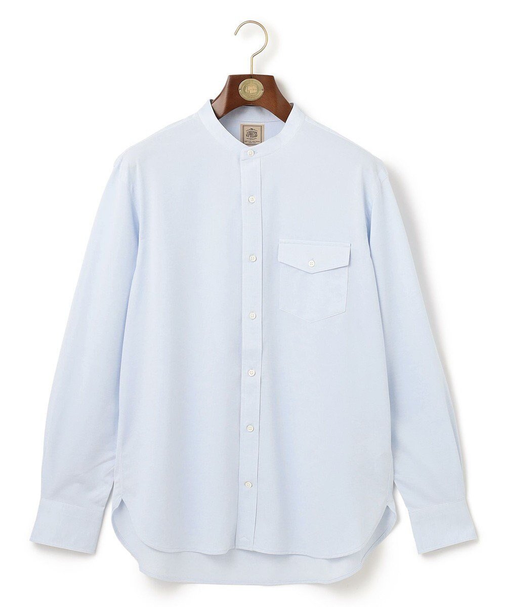 【ジェイ プレス/J.PRESS / MEN】のピンチェックジャージ バンドカラーシャツ インテリア・キッズ・メンズ・レディースファッション・服の通販 founy(ファニー) 　ファッション　Fashion　メンズファッション　Fashion for Men　トップス・カットソー　Cut & Sew Tops　メンズシャツ　Shirts　ストレッチ　Stretch, Stretchy Fabric　ドレス　Dress, One-Piece　バランス　Balance, Style Balance　フィット　Fit, Slim Fit　フラップ　Flap, Flap Pocket　ブルゾン　Blouson, Bomber Jacket　ベーシック　Basic, Essential　ポケット　Pocket, Pocket Detail　メンズ　Men's, Menswear　リラックス　Relax, Relaxed Fit　A/W・秋冬　Autumn/Winter　S/S・春夏　SS, Spring/Summer, Warm Season　夏　Summer　サックスブルー系|ID: prp329100004868149 ipo3291000000036272443