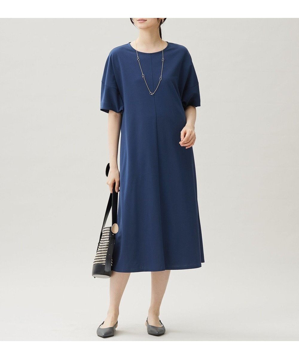 【自由区/JIYU-KU】の【接触冷感・UVカット・吸水速乾・抗菌防臭・洗える】ハイカウントモクロディ ワンピース インテリア・キッズ・メンズ・レディースファッション・服の通販 founy(ファニー) 　ファッション　Fashion　レディースファッション　Fashion for Women　ワンピース　Dresses　おすすめ　Recommended / Our Picks　ストレッチ　Stretch, Stretchy Fabric　スリーブ　Sleeve, Long Sleeve / Short Sleeve　吸水　Absorbent, Quick-Dry　夏　Summer　抗菌　Antibacterial, Bacteria-Resistant　春　Spring　S/S・春夏　SS, Spring/Summer, Warm Season　洗える　Machine Washable　コバルトブルー|ID: prp329100004868160 ipo3291000000036272520