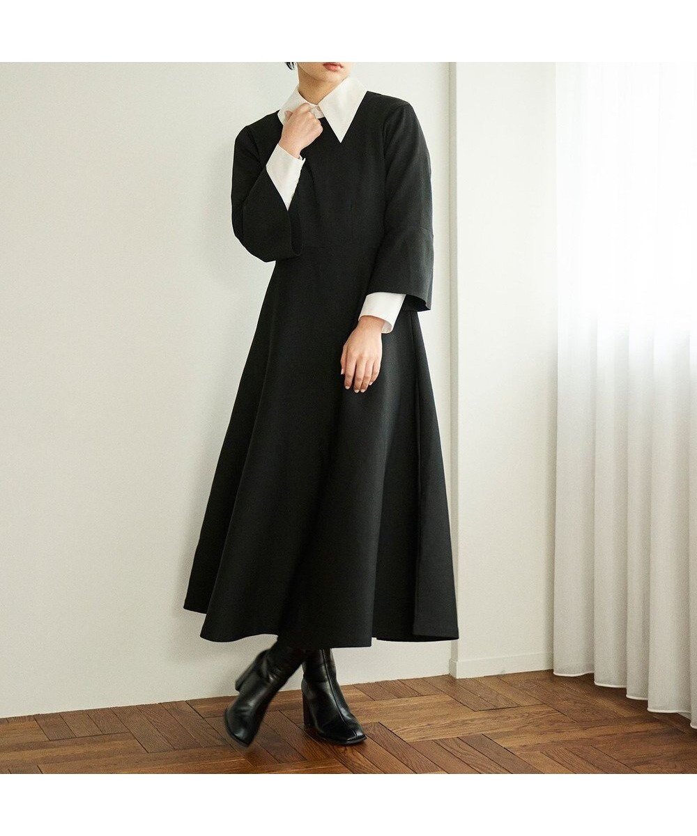 【ハッシュニュアンス/#Newans】の【セレモニーにも】フレアニットワンピース インテリア・キッズ・メンズ・レディースファッション・服の通販 founy(ファニー) 　ファッション　Fashion　レディースファッション　Fashion for Women　ワンピース　Dresses　ニットワンピース　Knit Dresses　エレガント 上品　Elegant　ストレッチ　Stretch, Stretchy Fabric　スリーブ　Sleeve, Long Sleeve / Short Sleeve　セレモニー　Ceremony　フレア　Flare, Flared　A/W・秋冬　Autumn/Winter　軽量　Lightweight, Ultra Light　ブラック|ID: prp329100004868174 ipo3291000000036272640